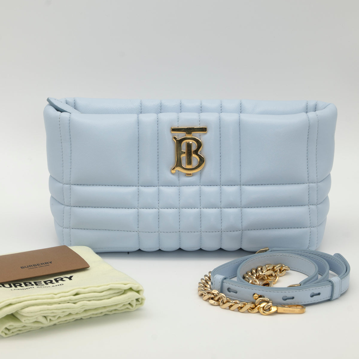 Burberry Soft Lola 2-Way Clutch with Strap Baby Blue