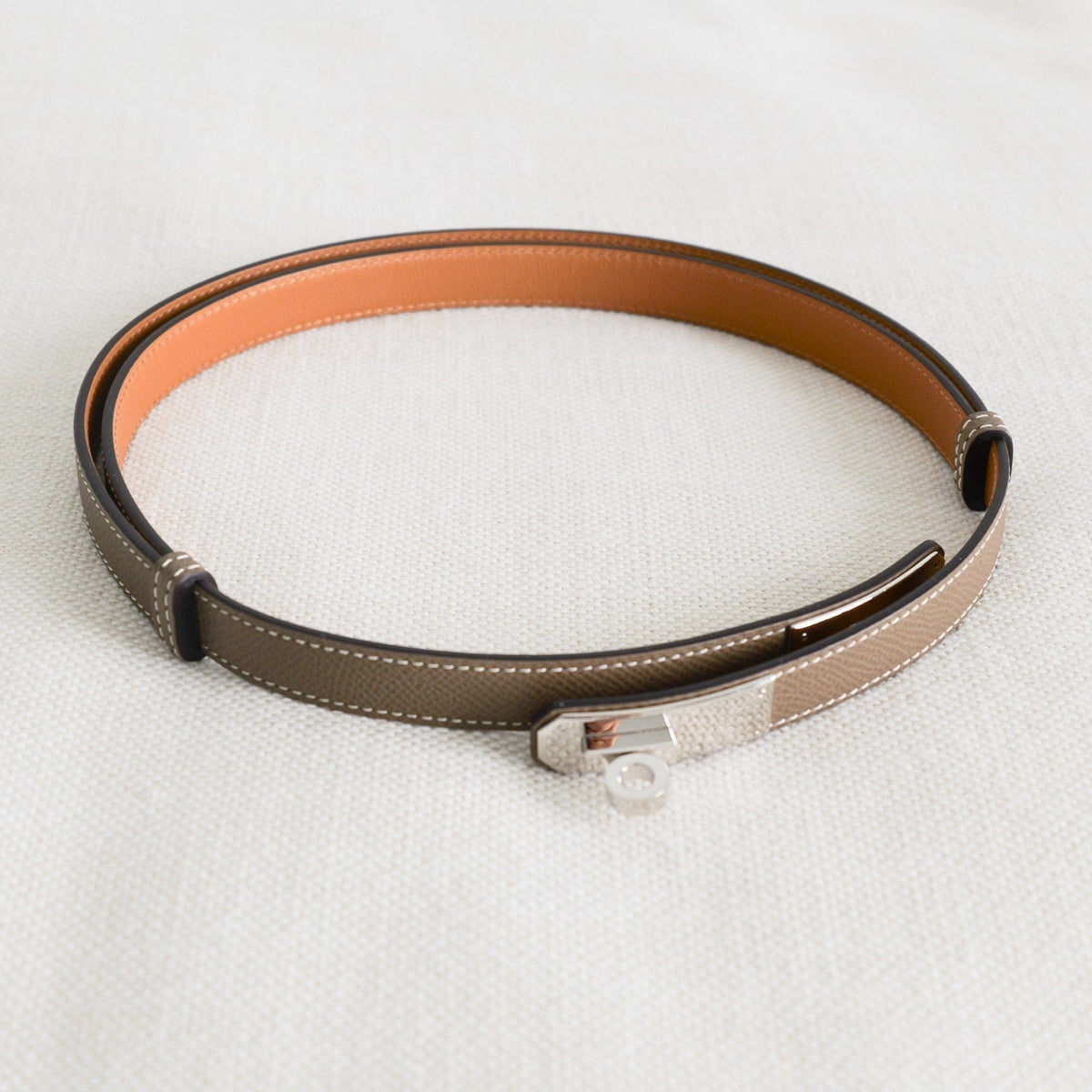 Hermès Kelly 18 Belt Etoupe Epsom Leather Palladium Hardware U 2022