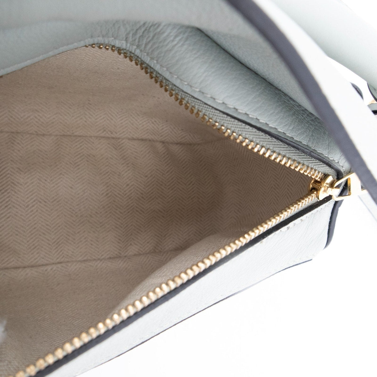 Loewe Mini Puzzle Leather Shoulder Bag White/Ash Grey/Marble Green