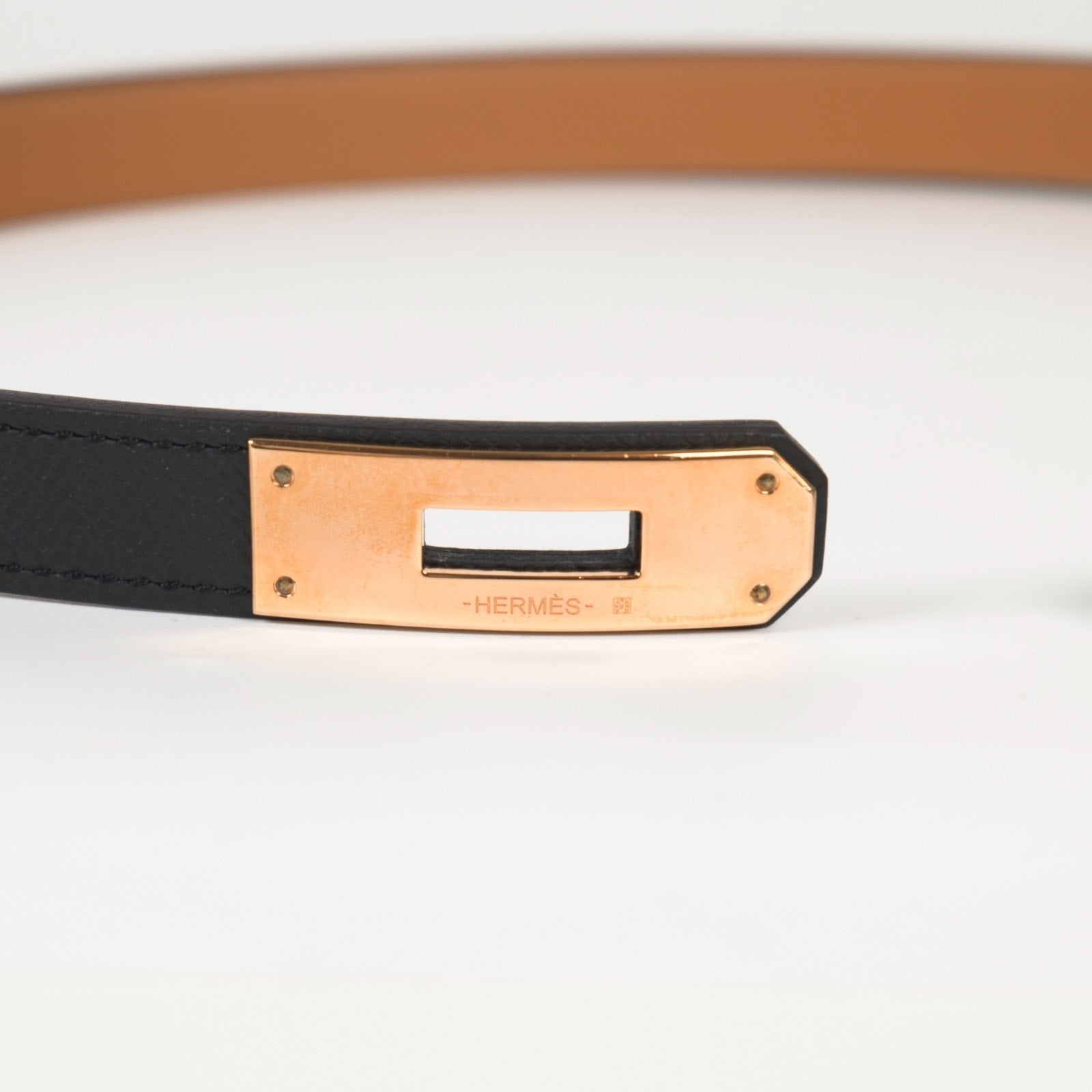 Hermès Kelly 18 Belt Black Epsom Leather Rose Gold Hardware U 2022