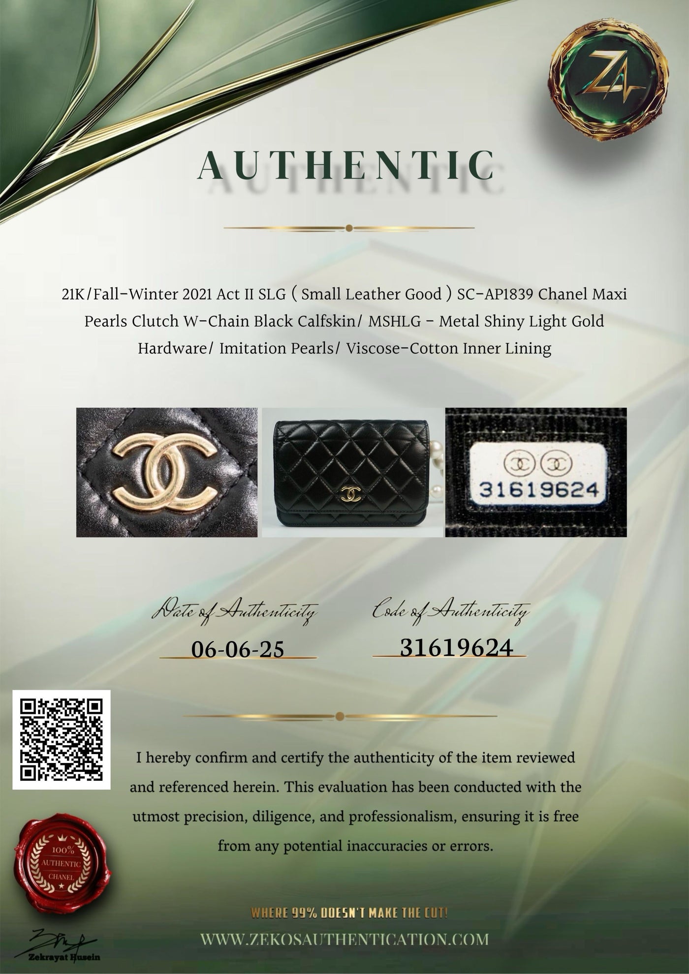 CHANEL Maxi Pearls Clutch with Chain Light Gold Hardware Full Set VIP