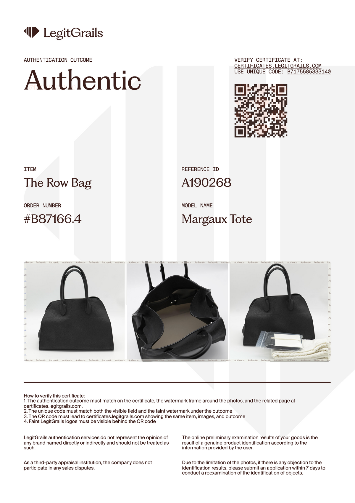 The Row Soft Margaux 12 Black Matte Grained Calfskin PHW
