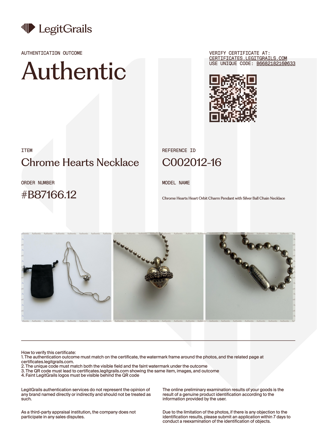 Chrome Hearts Heart Orbit Charm Pendant with Silver Ball Chain Necklace
