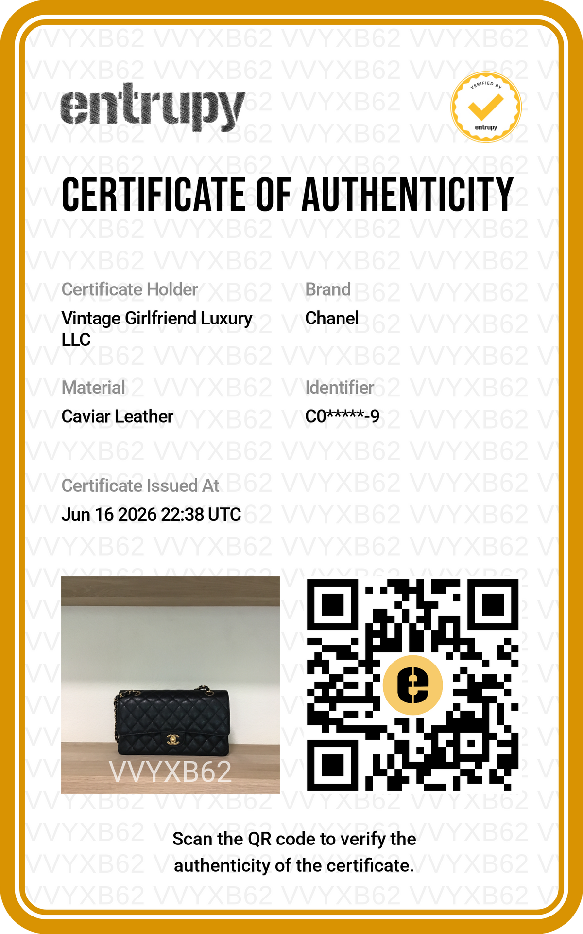 CHANEL Medium Classic Flap Black Caviar Gold Hardware Full Set