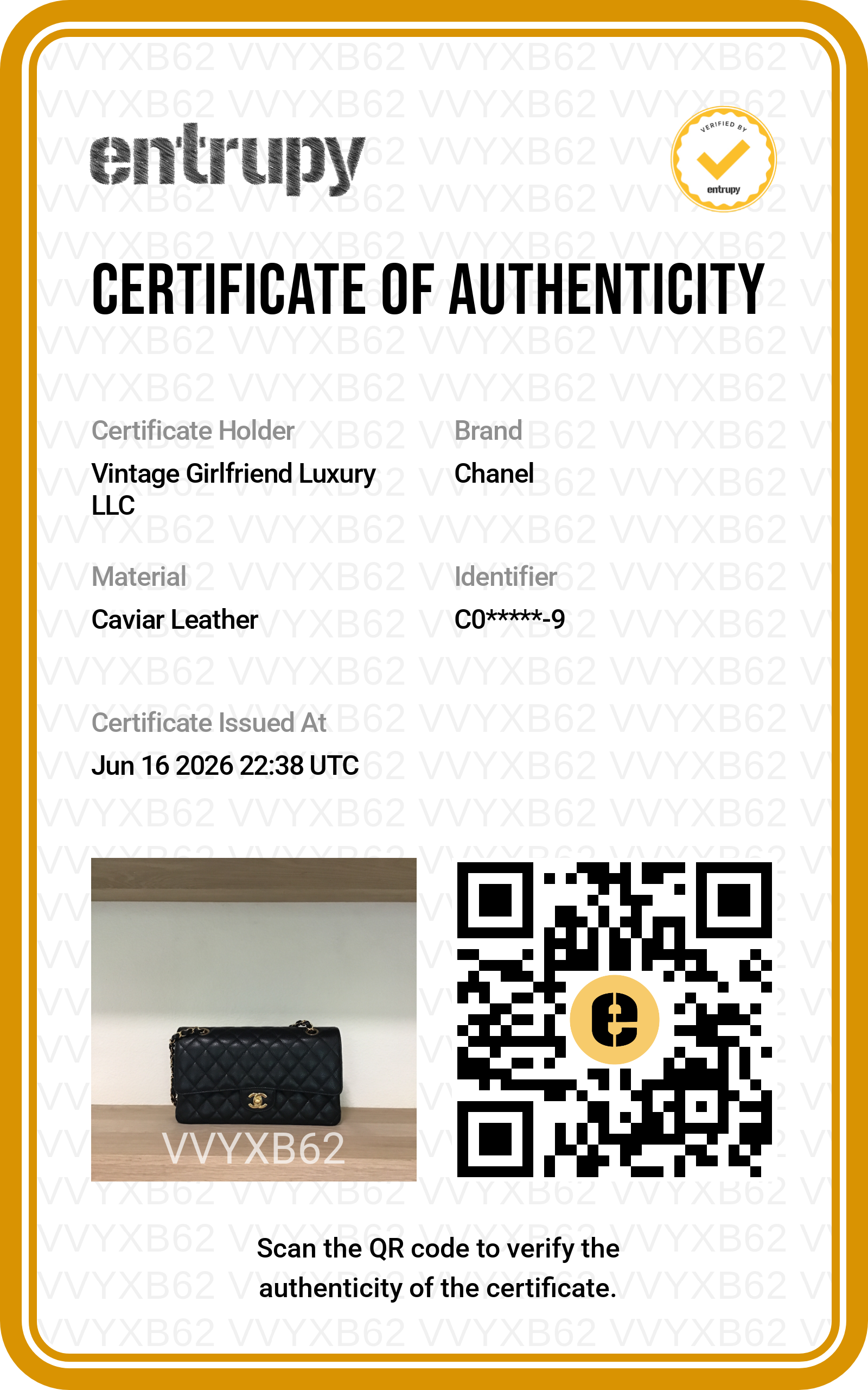 CHANEL Medium Classic Flap Black Caviar Gold Hardware Full Set