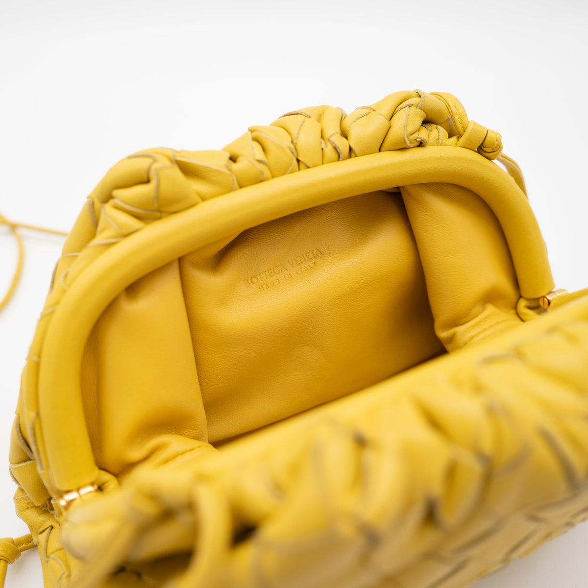 Bottega Veneta The Pouch Mini Intrecciato Nappa Yellow