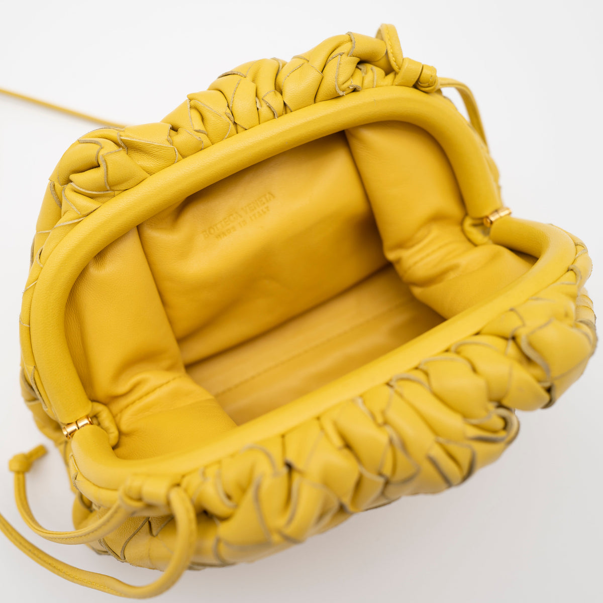 Bottega Veneta The Pouch Mini Intrecciato Nappa Yellow