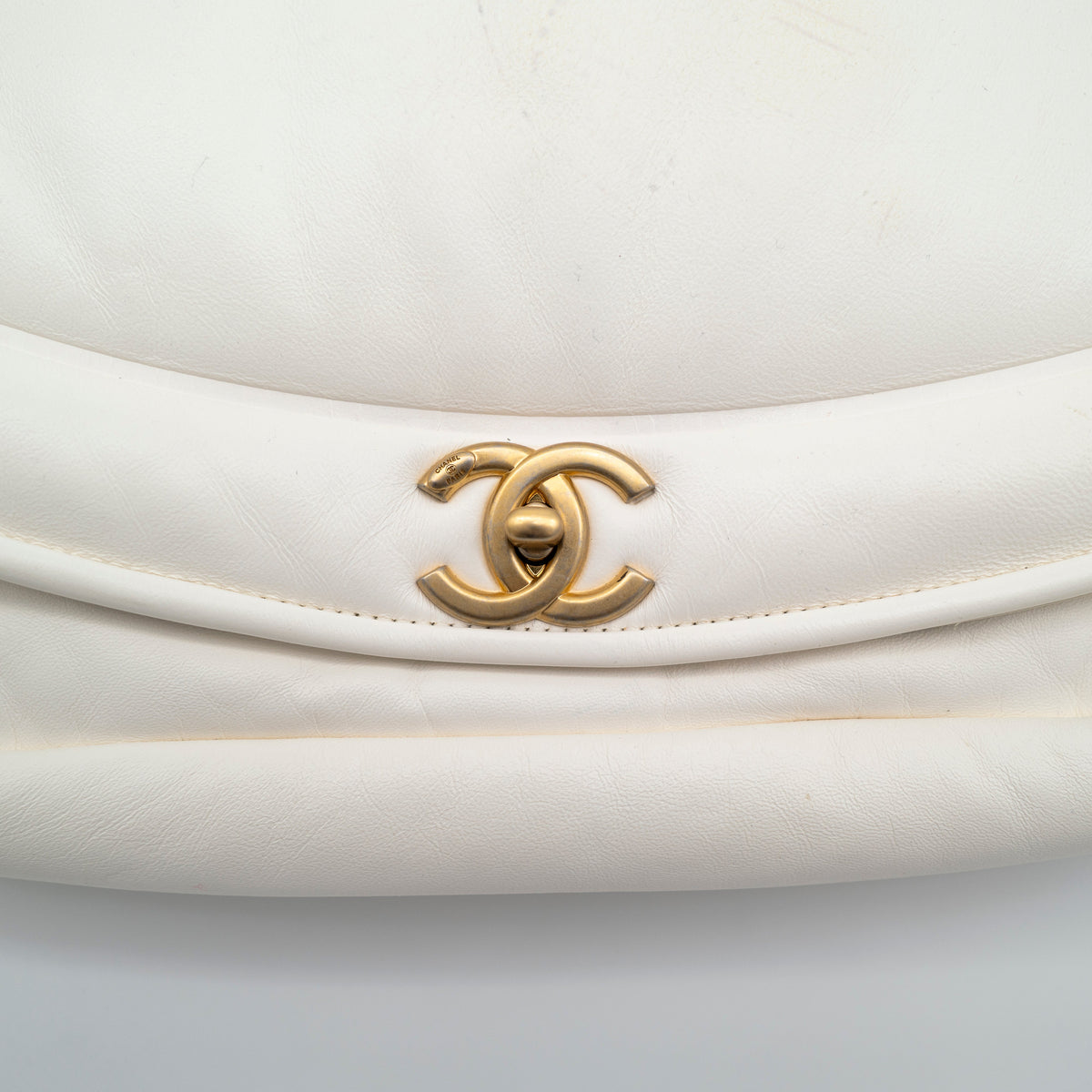 CHANEL White Lambskin Puffy Diana Flap Bag