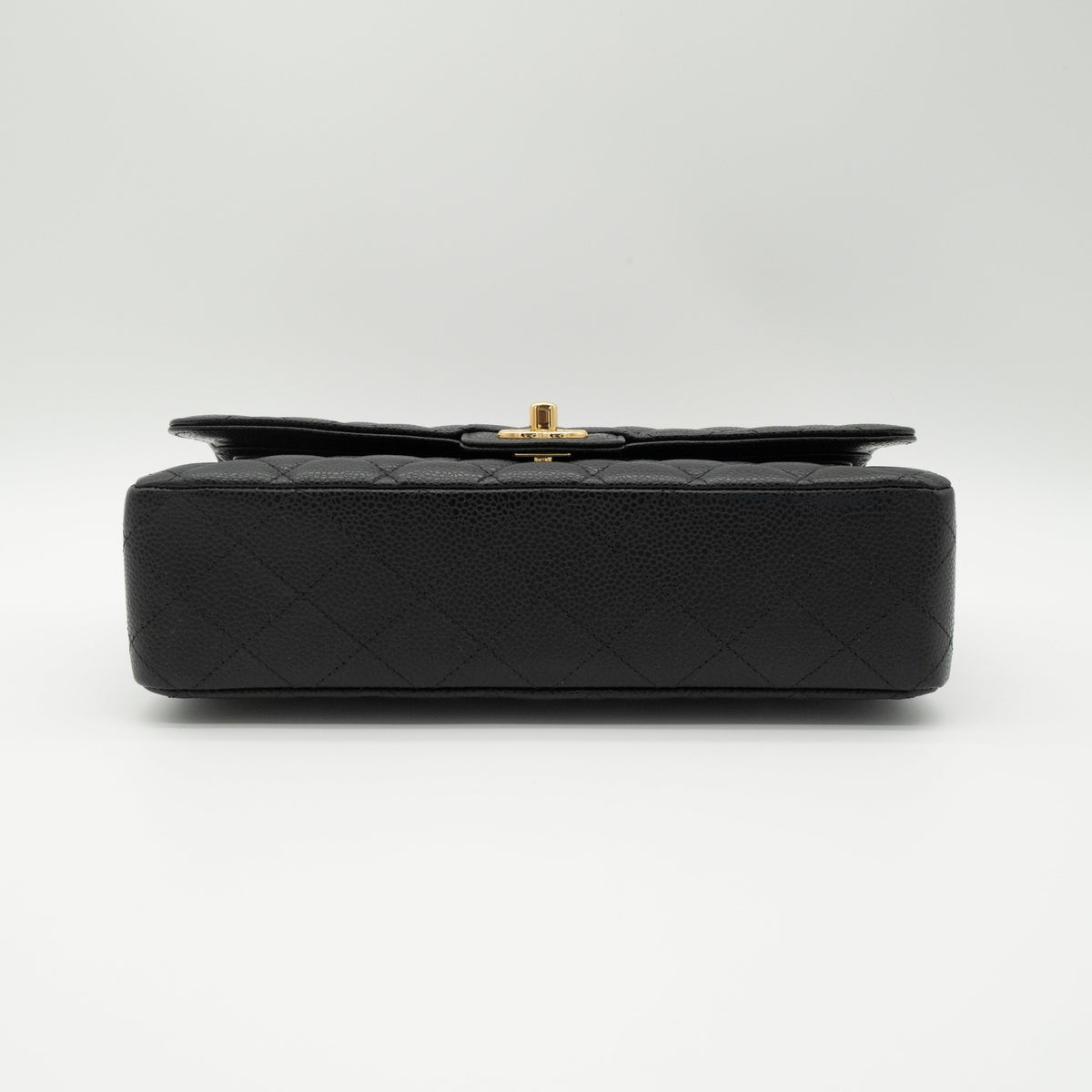 CHANEL Medium Classic Flap Black Caviar Gold Hardware Full Set