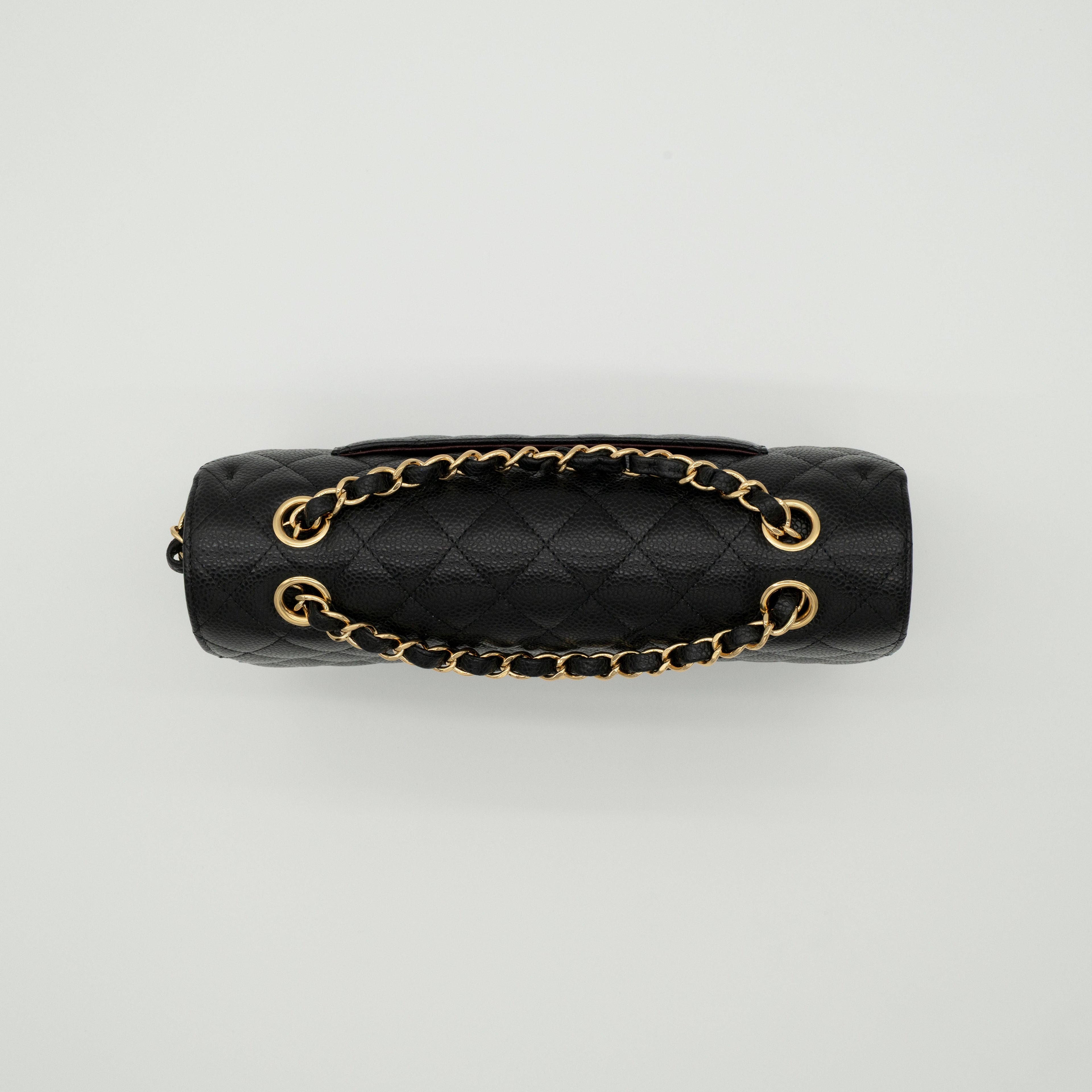 CHANEL Medium Classic Flap Black Caviar Gold Hardware Full Set