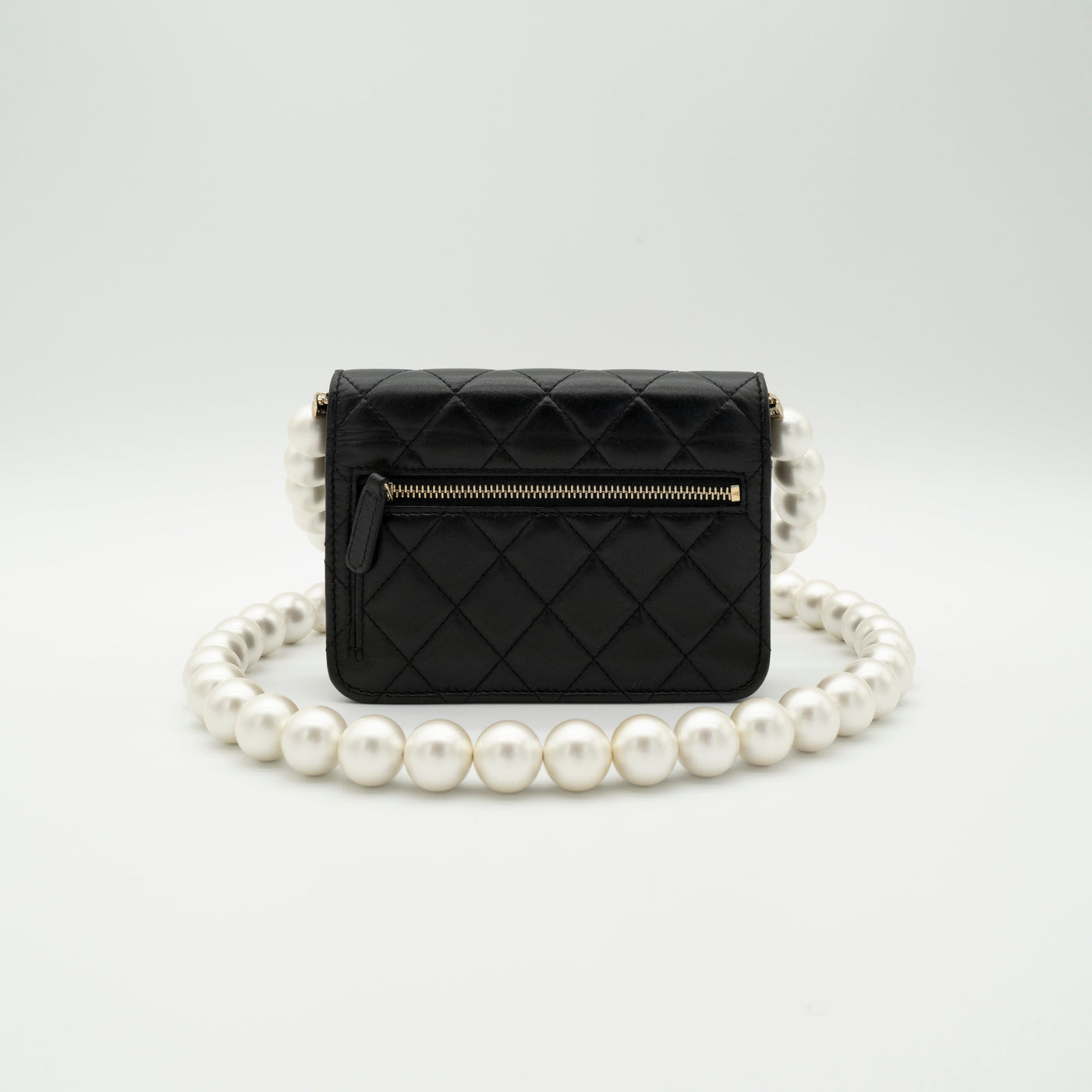 CHANEL Maxi Pearls Clutch with Chain Light Gold Hardware Full Set VIP