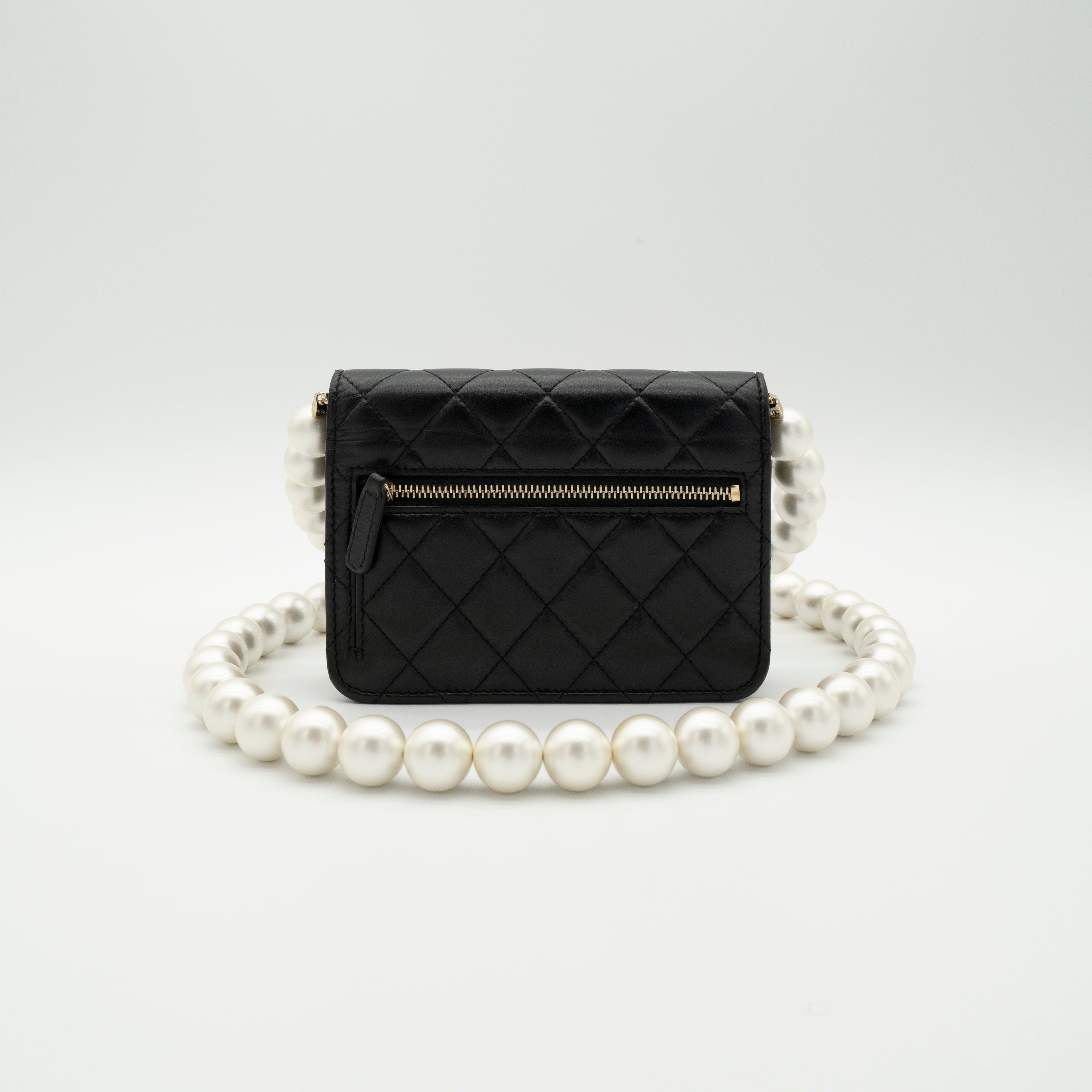 CHANEL Maxi Pearls Clutch with Chain Light Gold Hardware Full Set