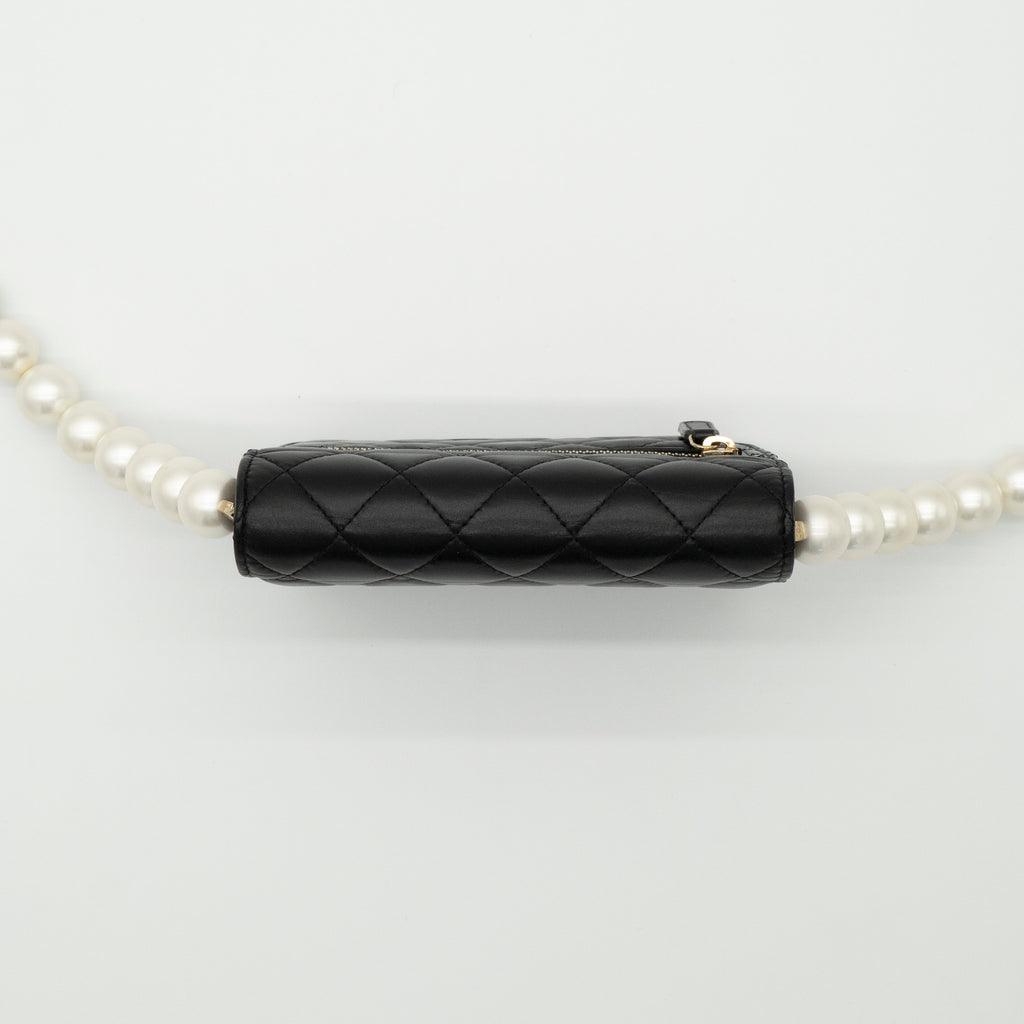 CHANEL Maxi Pearls Clutch with Chain Light Gold Hardware Full Set
