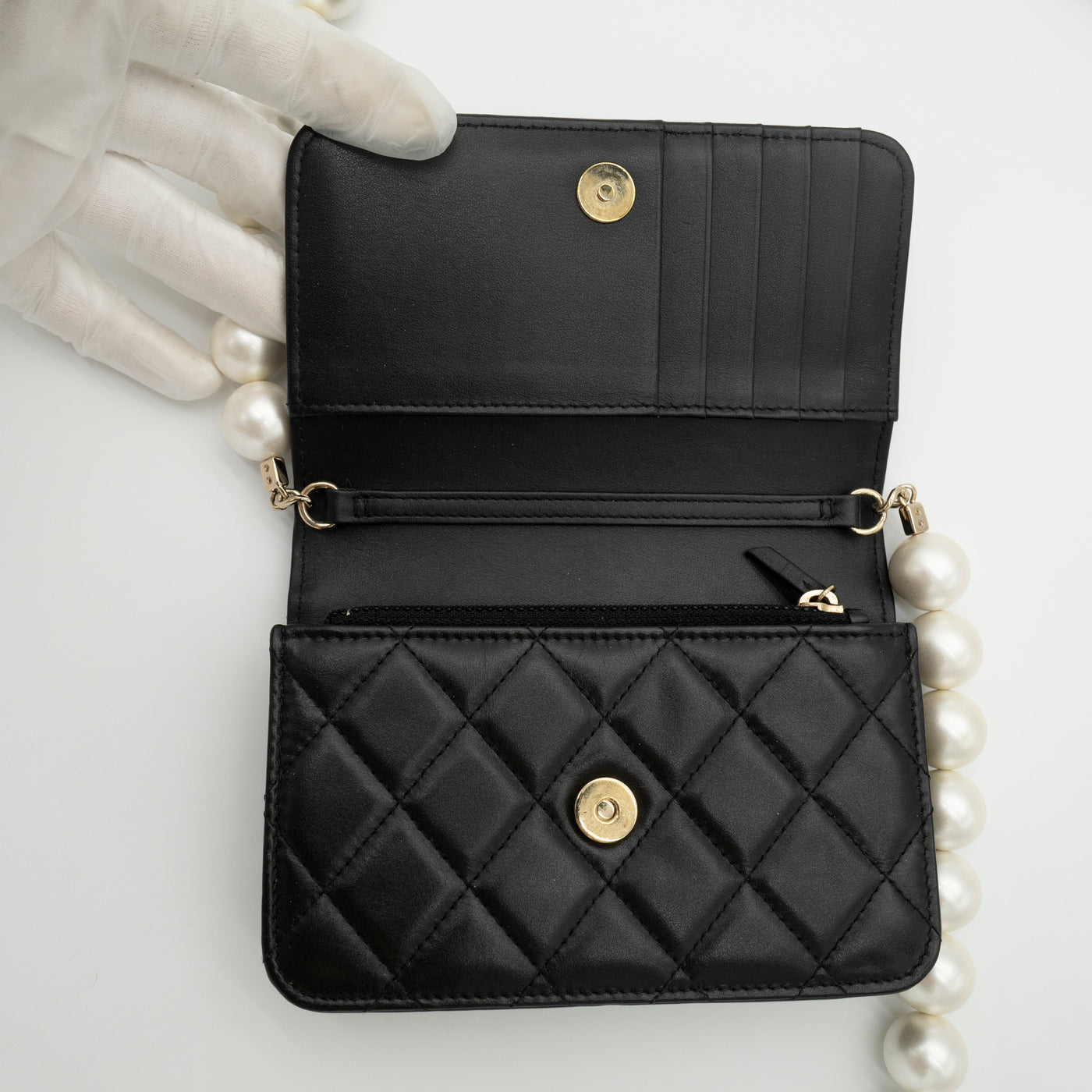 CHANEL Maxi Pearls Clutch with Chain Light Gold Hardware Full Set VIP