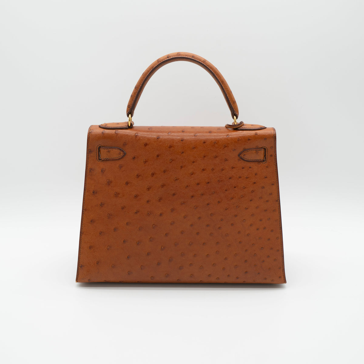 Hermès Cognac Ostrich Kelly Sellier 28 Gold Hardware 1994