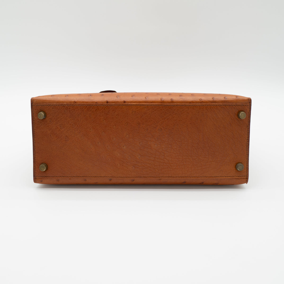 Hermès Cognac Ostrich Kelly Sellier 28 Gold Hardware 1994