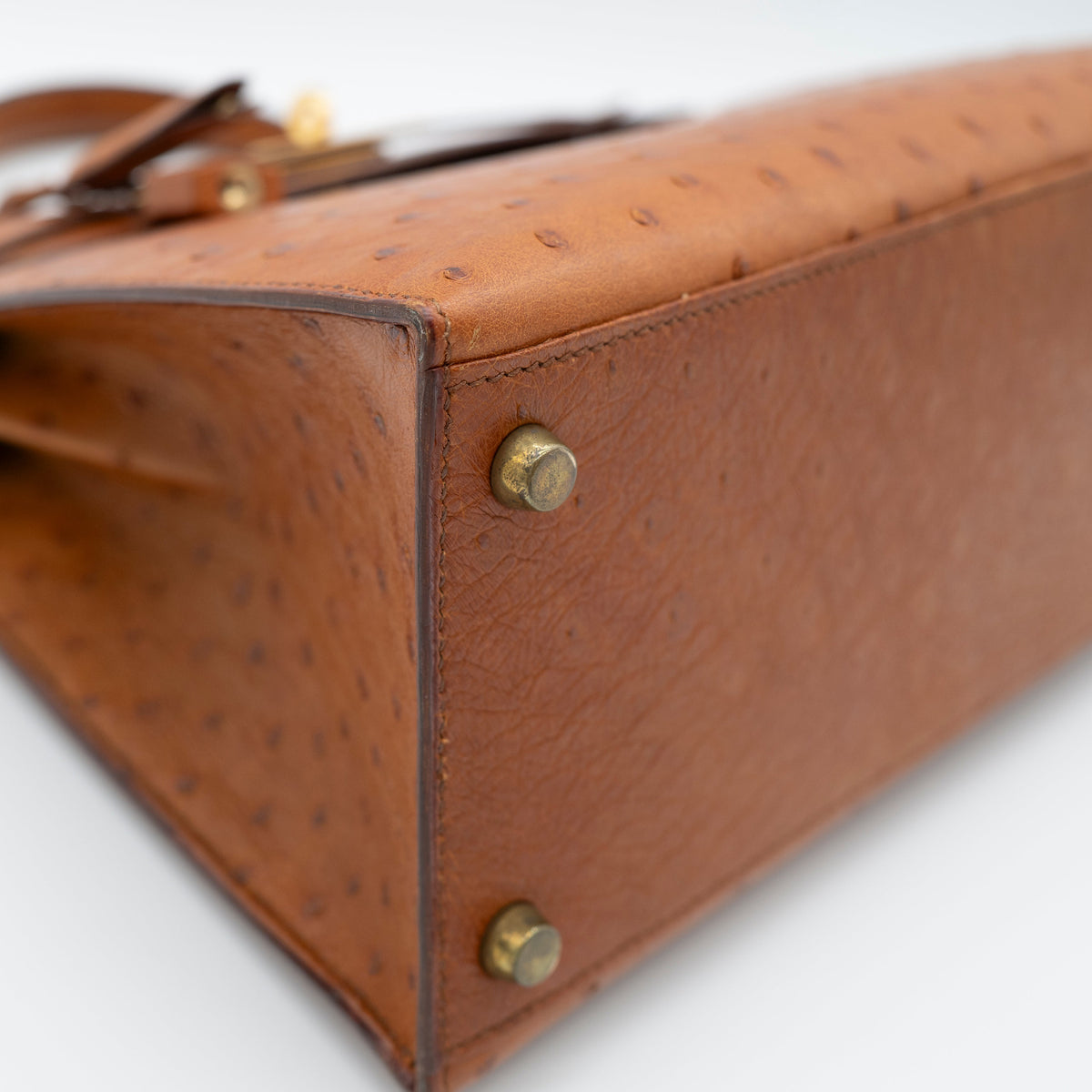 Hermès Cognac Ostrich Kelly Sellier 28 Gold Hardware 1994