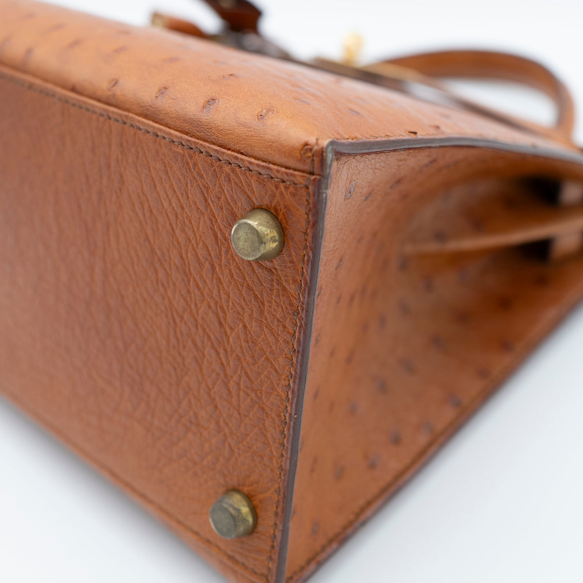 Hermès Cognac Ostrich Kelly Sellier 28 Gold Hardware 1994