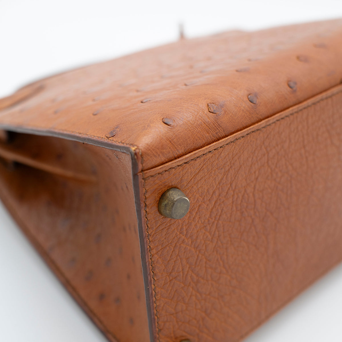 Hermès Cognac Ostrich Kelly Sellier 28 Gold Hardware 1994