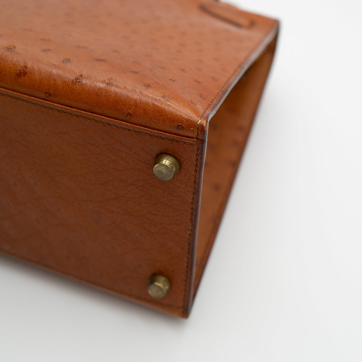 Hermès Cognac Ostrich Kelly Sellier 28 Gold Hardware 1994