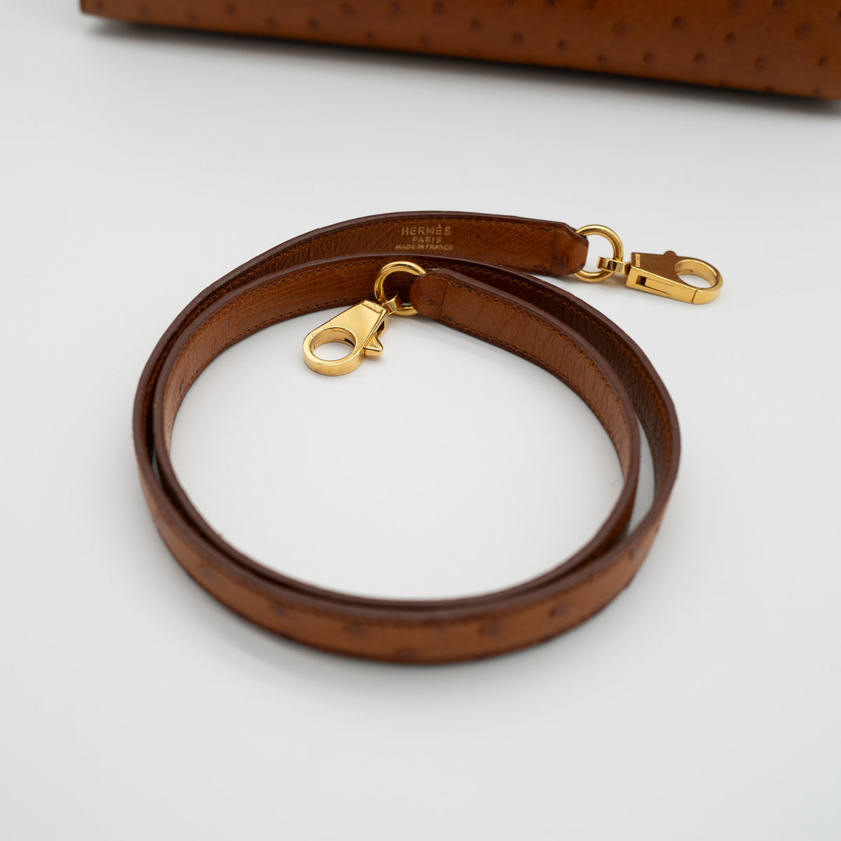 Hermès Cognac Ostrich Kelly Sellier 28 Gold Hardware 1994