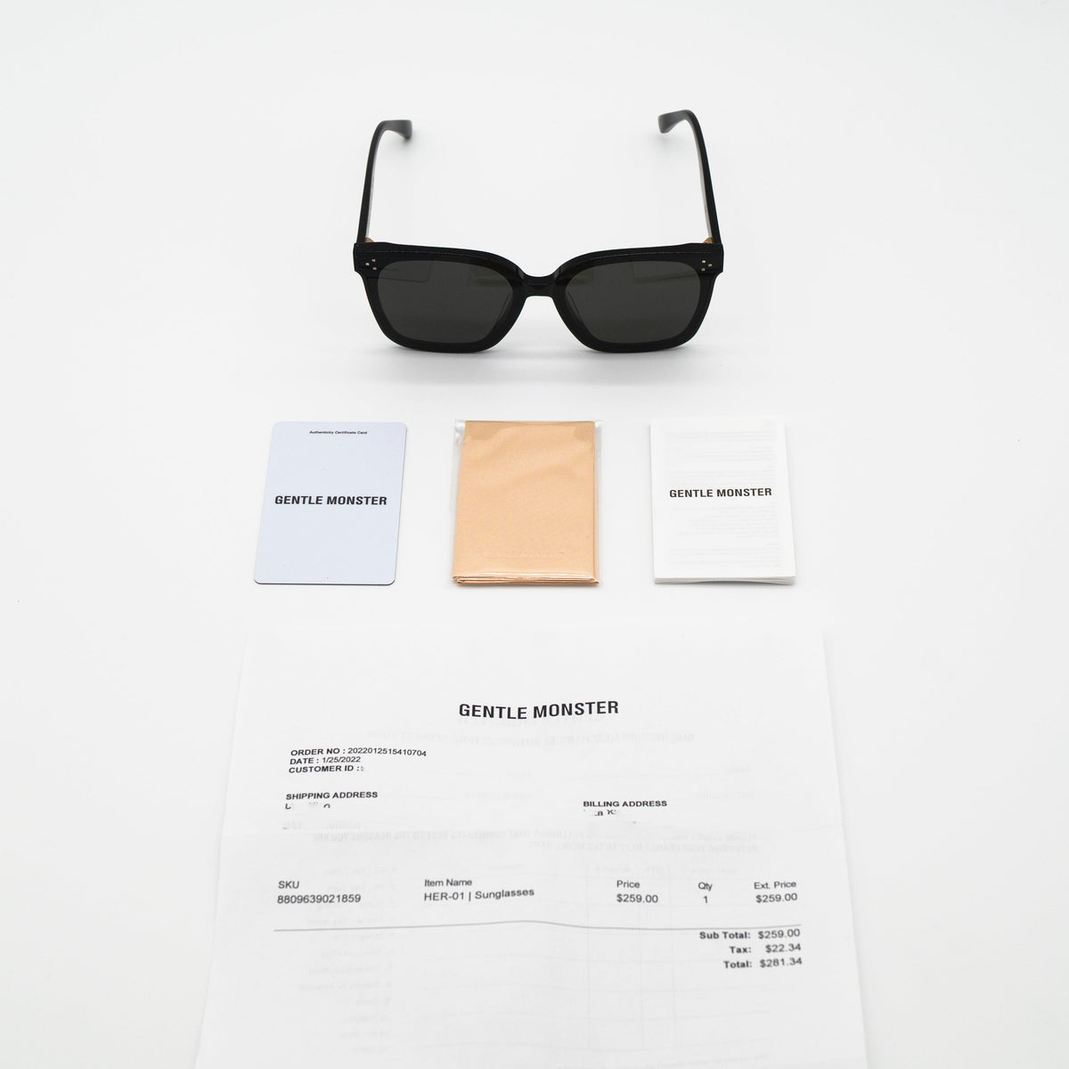 Gentle Monster Her 01 Unisex Square Sunglasses Full Set