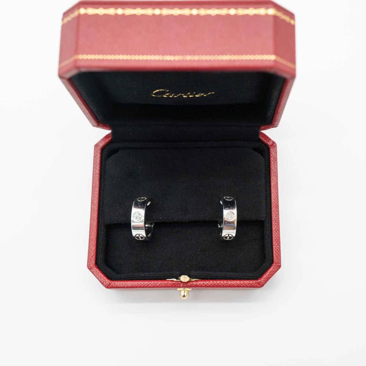 Cartier LOVE Hoop Earrings 2 Diamonds White Gold