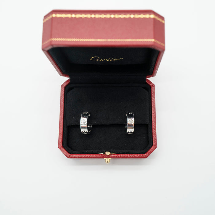 Cartier LOVE Hoop Earrings 2 Diamonds White Gold