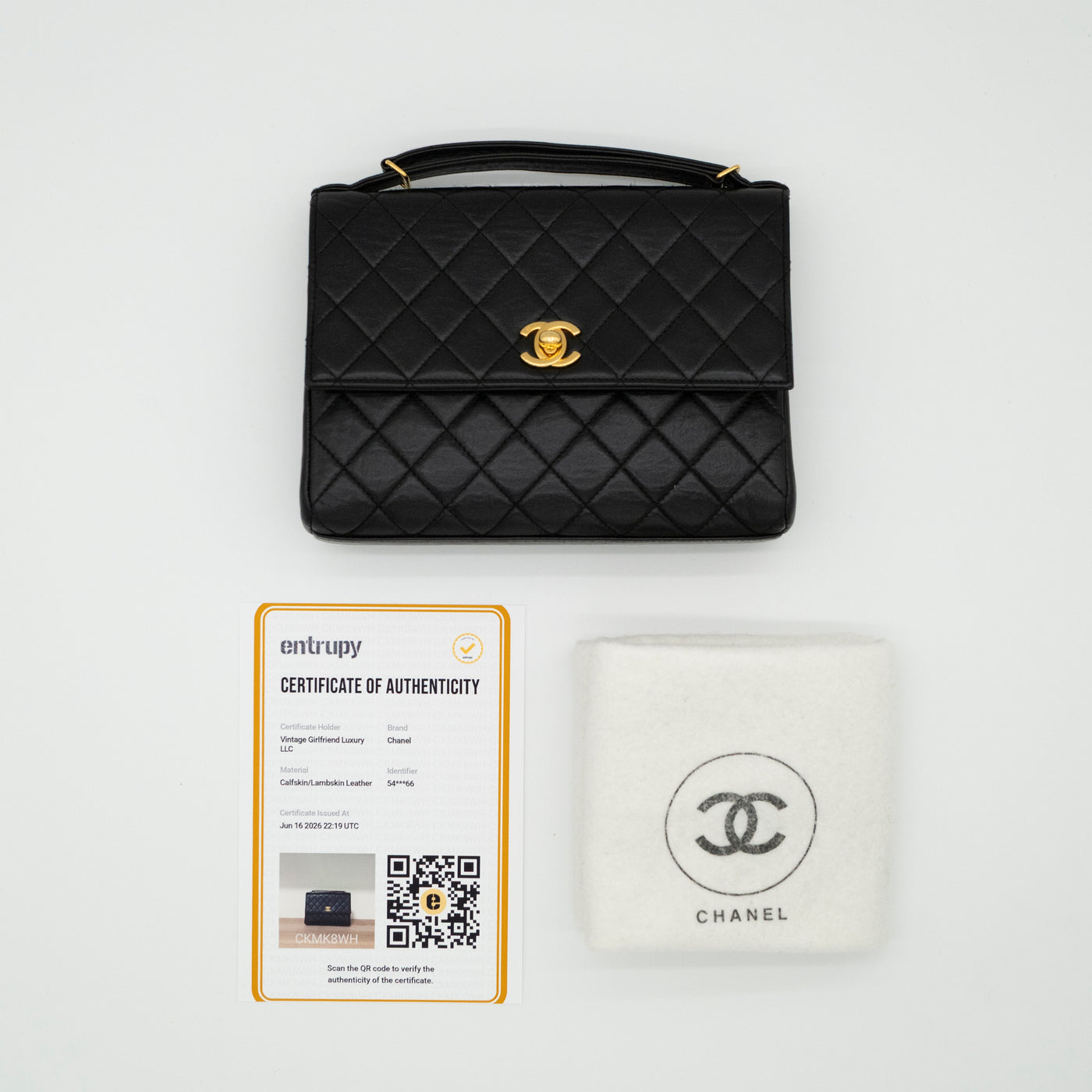 CHANEL Vintage Adjustable Top Handle Satchel Bag Lambskin Quilted 24K Gold Hardware VIP