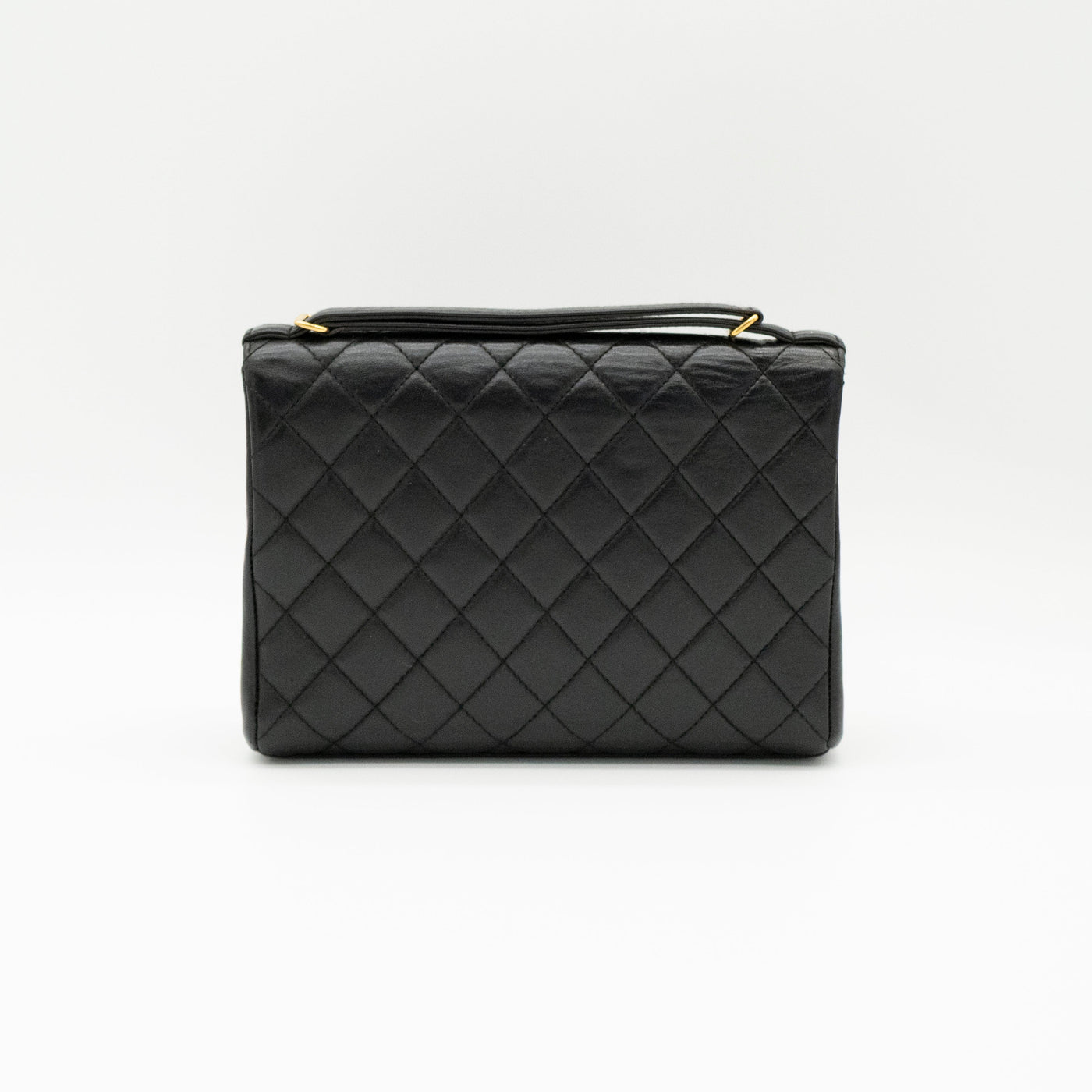 CHANEL Vintage Adjustable Top Handle Satchel Bag Lambskin Quilted 24K Gold Hardware VIP