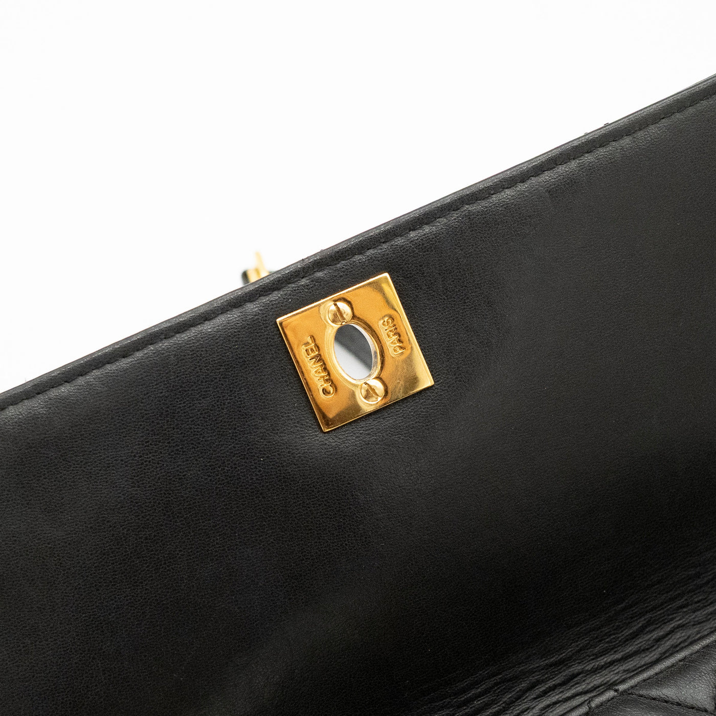 CHANEL Vintage Adjustable Top Handle Satchel Bag Lambskin Quilted 24K Gold Hardware VIP