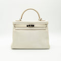 *Rare* Hermès Kelly 32 Retourné Dalmatian White Buffalo Skipper Palladium Hardware 2001