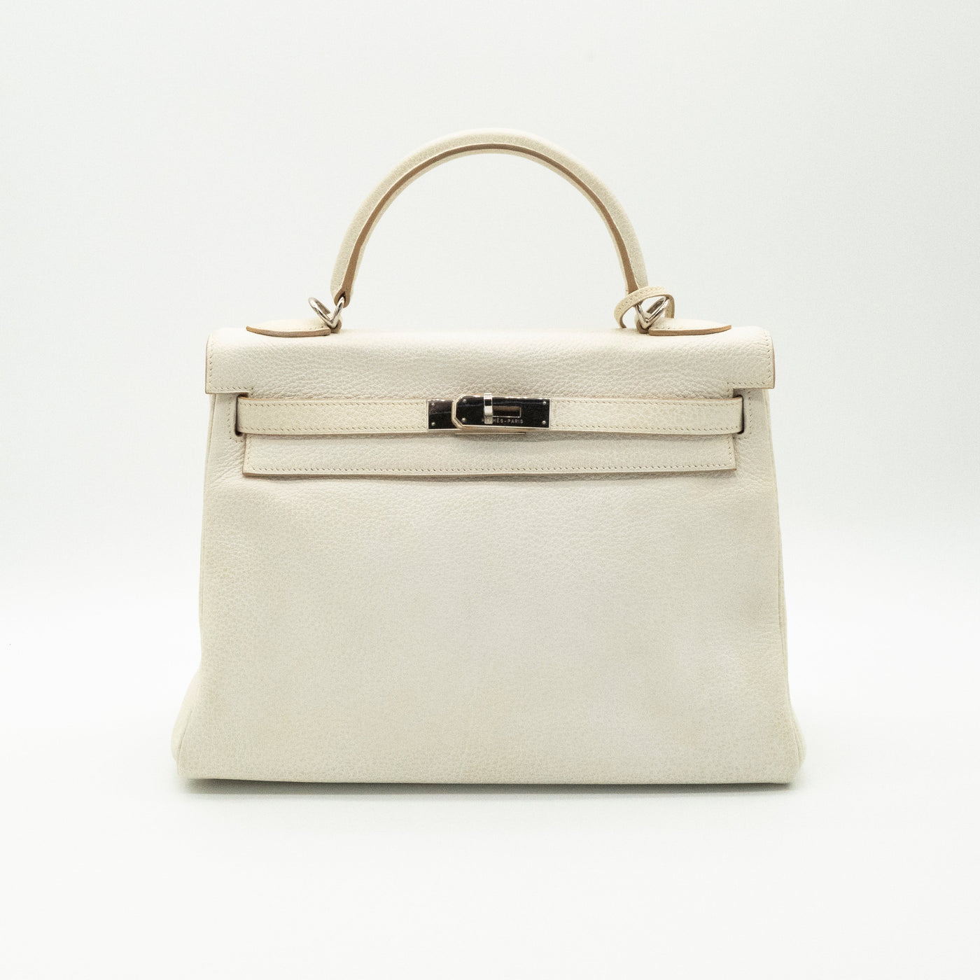 *Rare* Hermès Kelly 32 Retourné Dalmatian White Buffalo Skipper Palladium Hardware 2001 VIP