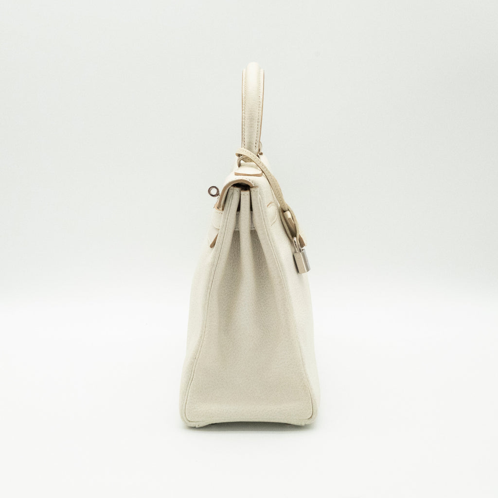 *Rare* Hermès Kelly 32 Retourné Dalmatian White Buffalo Skipper Palladium Hardware 2001