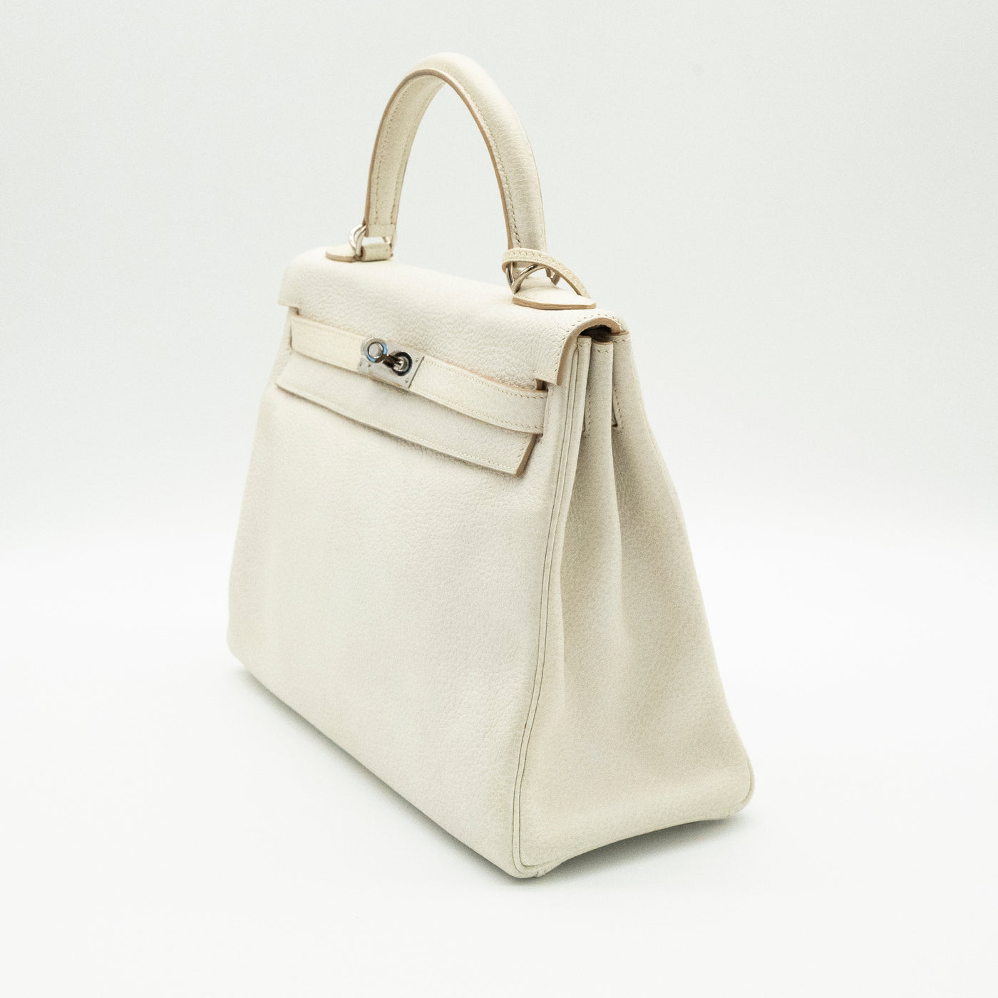 *Rare* Hermès Kelly 32 Retourné Dalmatian White Buffalo Skipper Palladium Hardware 2001 VIP