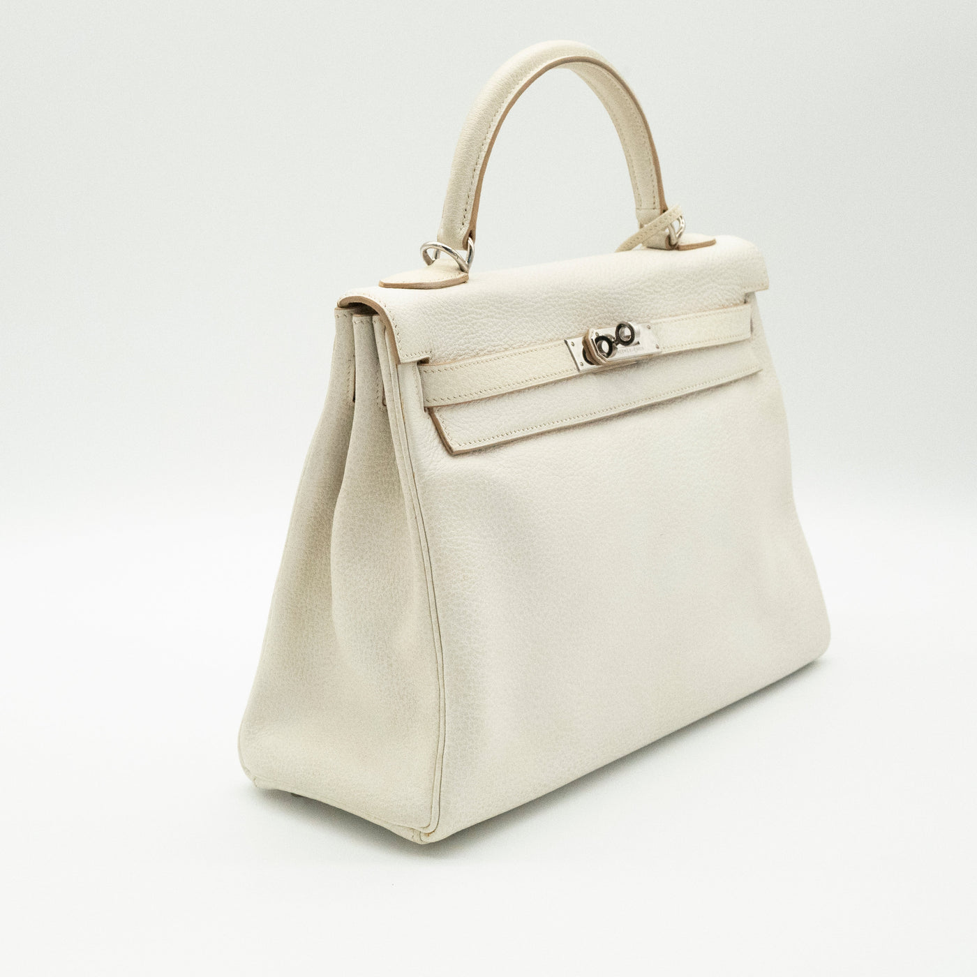*Rare* Hermès Kelly 32 Retourné Dalmatian White Buffalo Skipper Palladium Hardware 2001 VIP