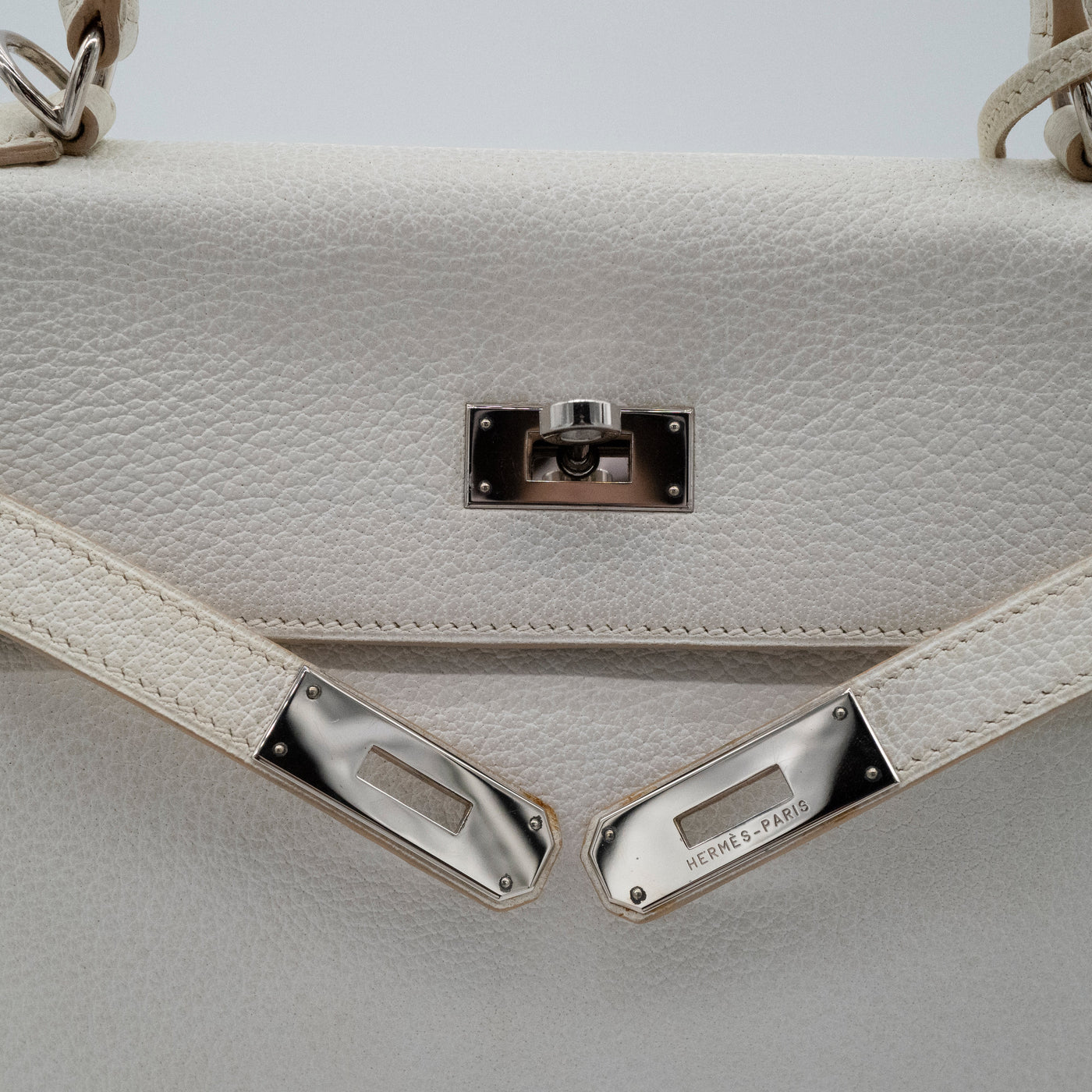 *Rare* Hermès Kelly 32 Retourné Dalmatian White Buffalo Skipper Palladium Hardware 2001 VIP