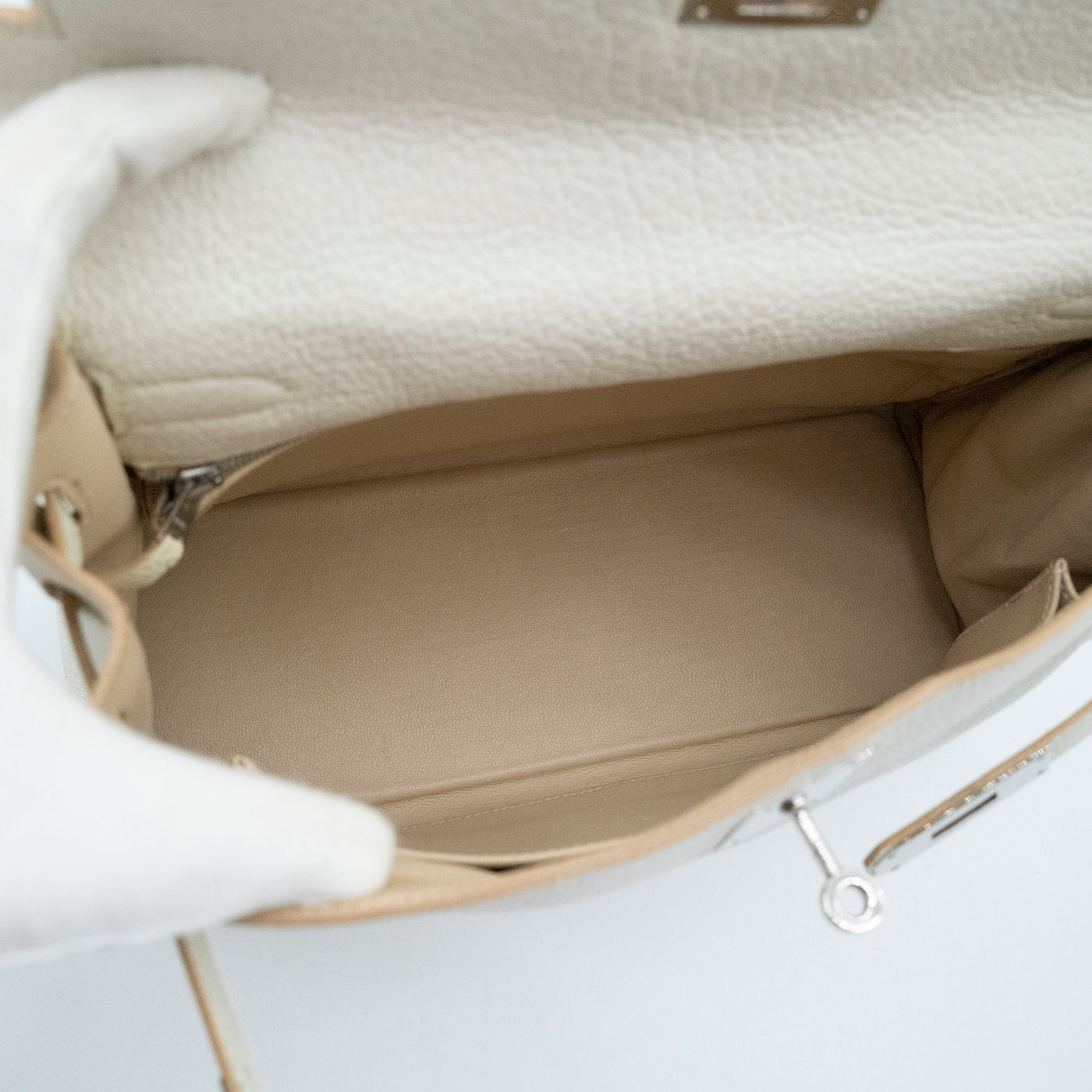 *Rare* Hermès Kelly 32 Retourné Dalmatian White Buffalo Skipper Palladium Hardware 2001 VIP