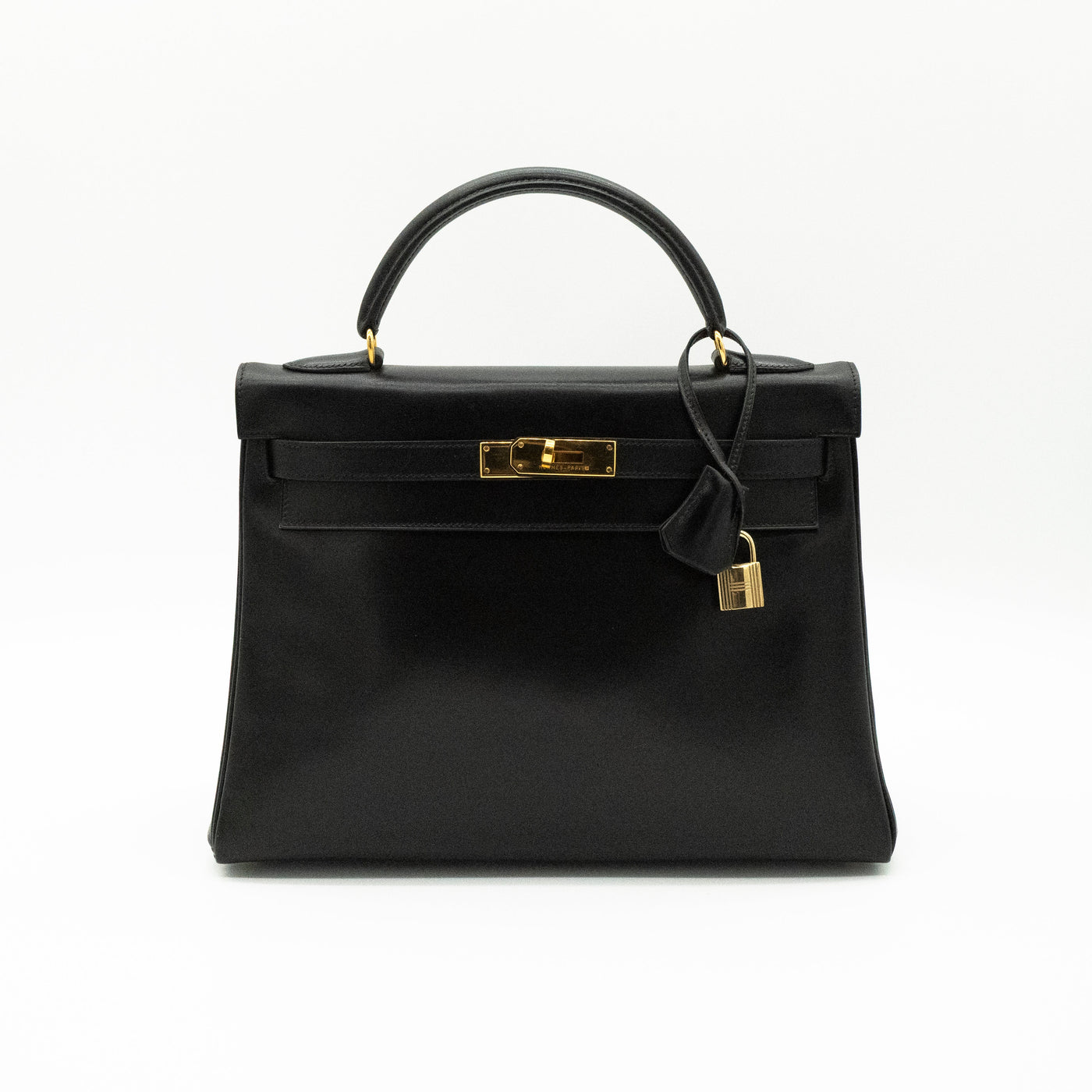 Hermès Vintage Noir Box Calf Kelly 32 Retourné Gold Hardware 1993 VIP