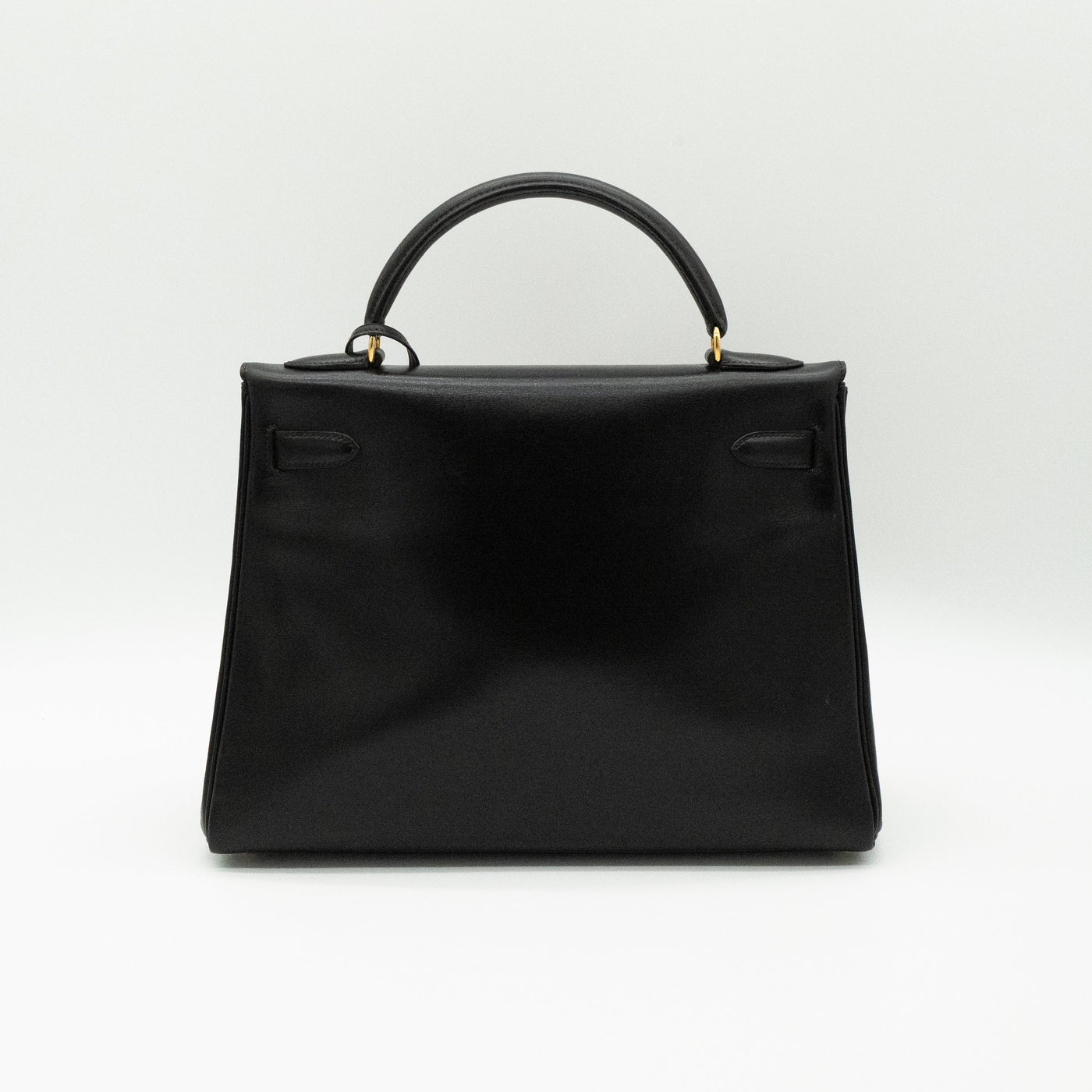 Hermès Vintage Noir Box Calf Kelly 32 Retourné Gold Hardware 1993 VIP