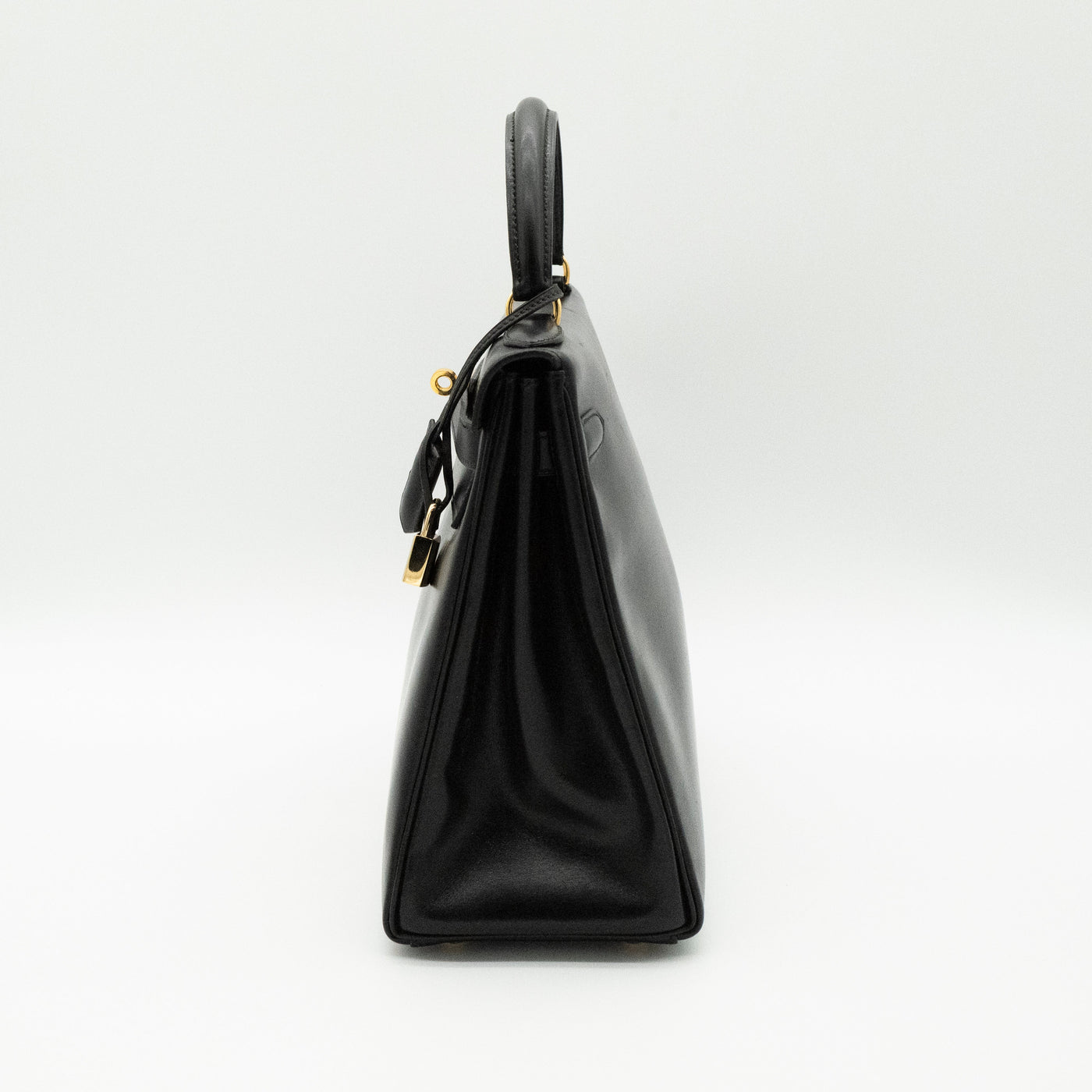 Hermès Vintage Noir Box Calf Kelly 32 Retourné Gold Hardware 1993 VIP