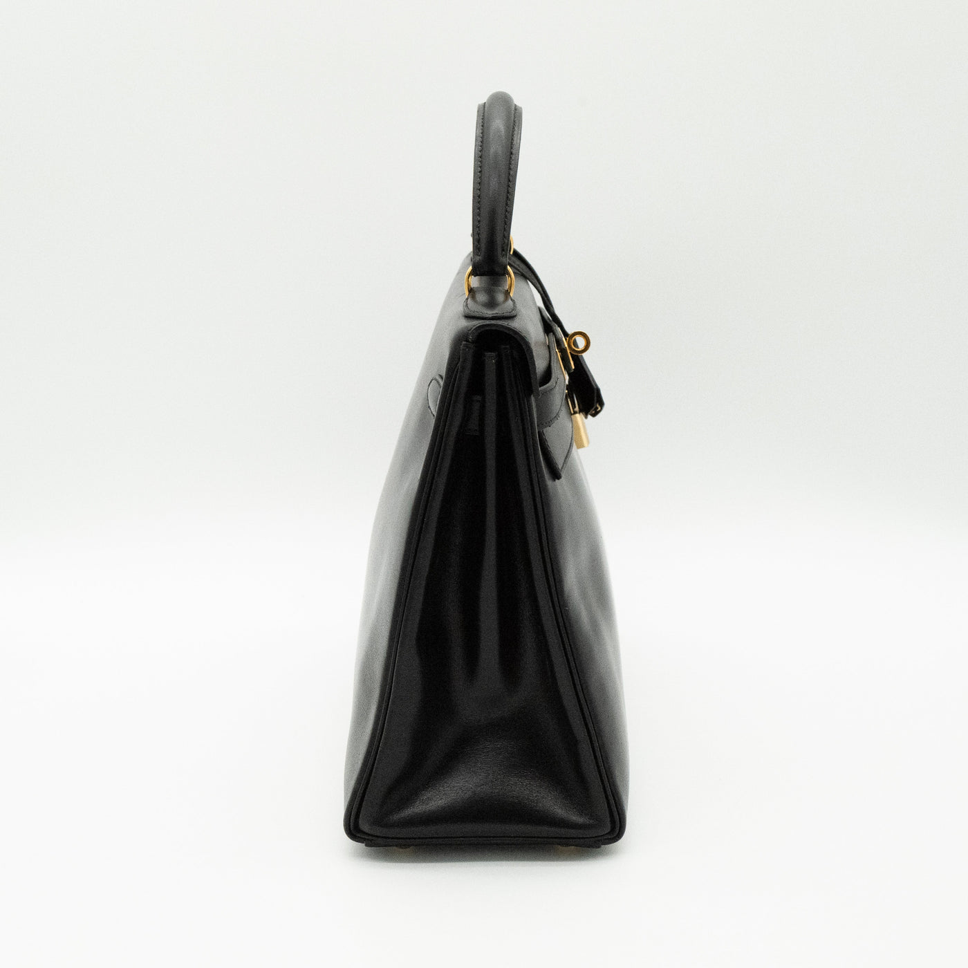 Hermès Vintage Noir Box Calf Kelly 32 Retourné Gold Hardware 1993 VIP