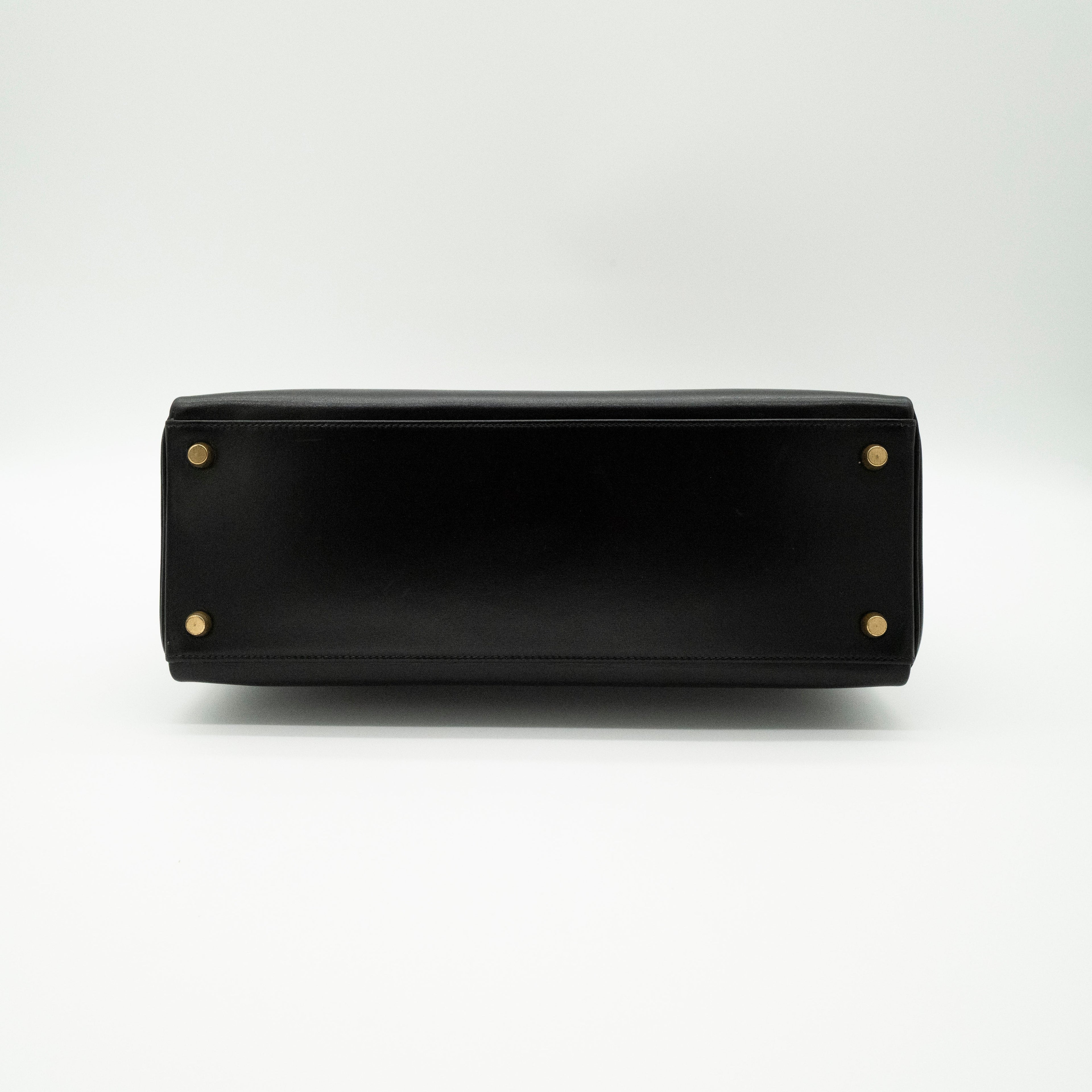 Hermès Vintage Noir Box Calf Kelly 32 Retourné Gold Hardware 1993