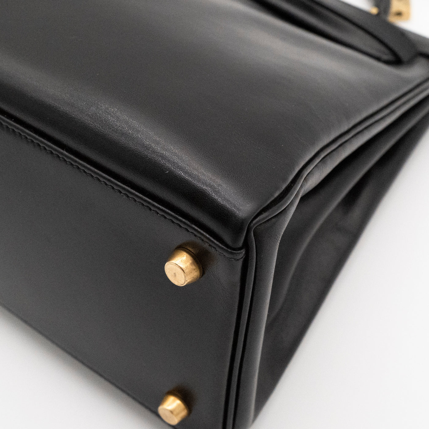 Hermès Vintage Noir Box Calf Kelly 32 Retourné Gold Hardware 1993 VIP