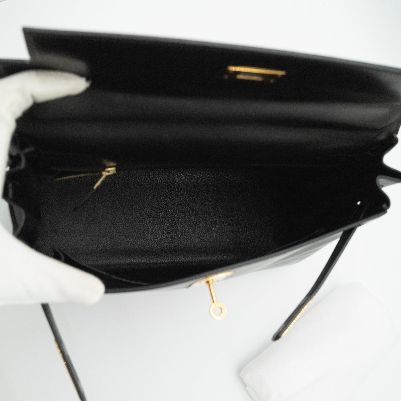 Hermès Vintage Noir Box Calf Kelly 32 Retourné Gold Hardware 1993 VIP