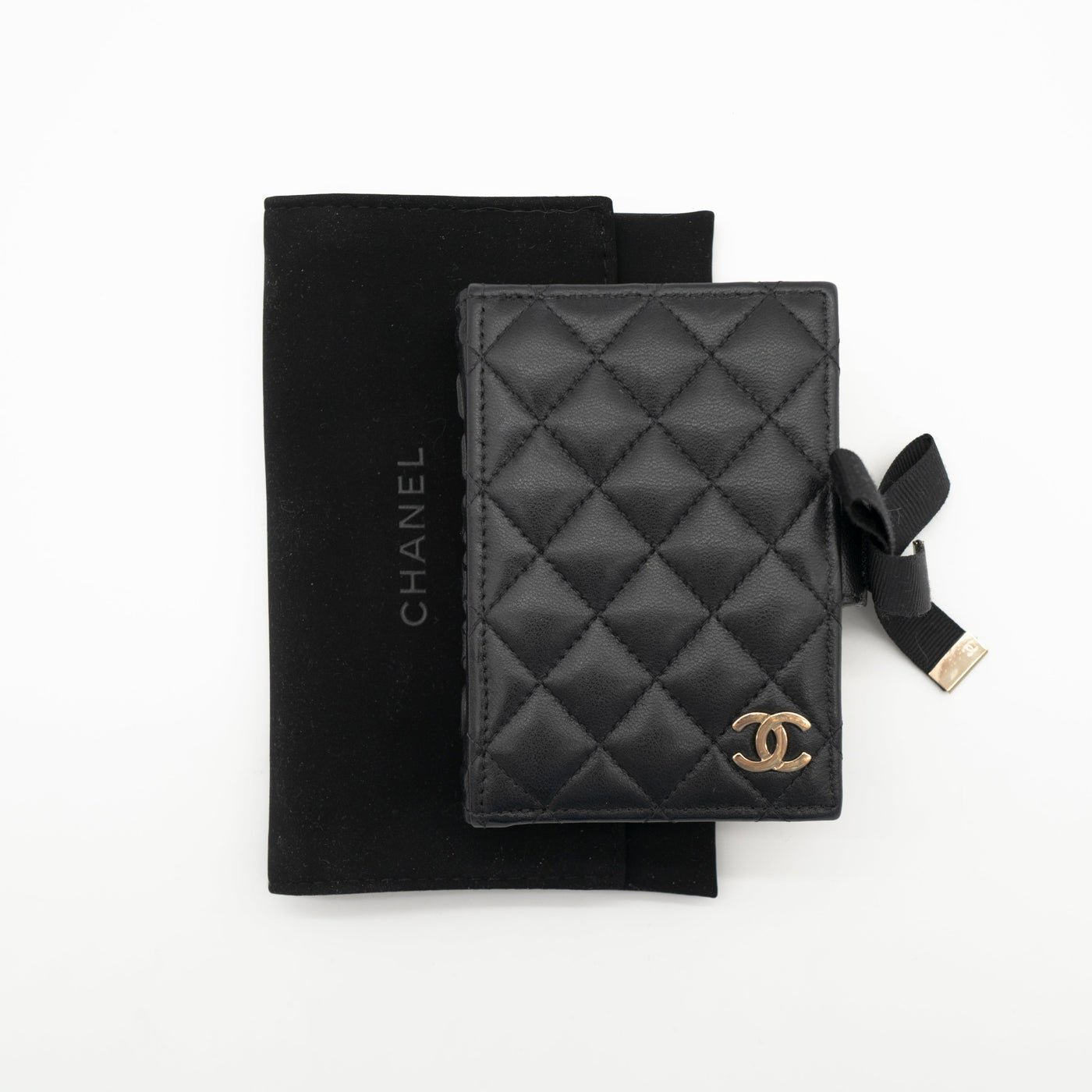 *Rare* CHANEL Limited Edition Dear Diary Mini Book Card Holder Black Lambskin Light Gold Hardware 22B VIP