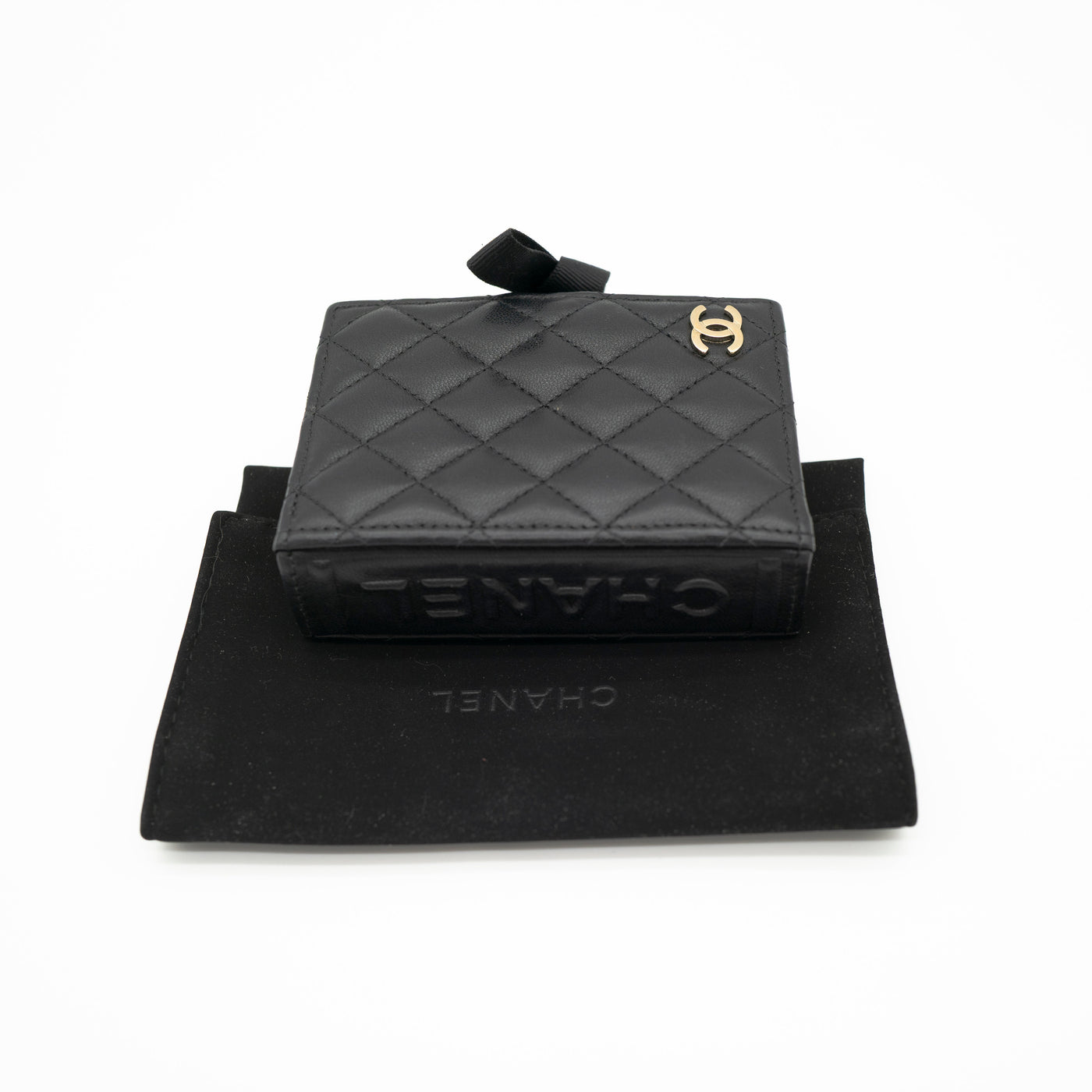 *Rare* CHANEL Limited Edition Dear Diary Mini Book Card Holder Black Lambskin Light Gold Hardware 22B VIP