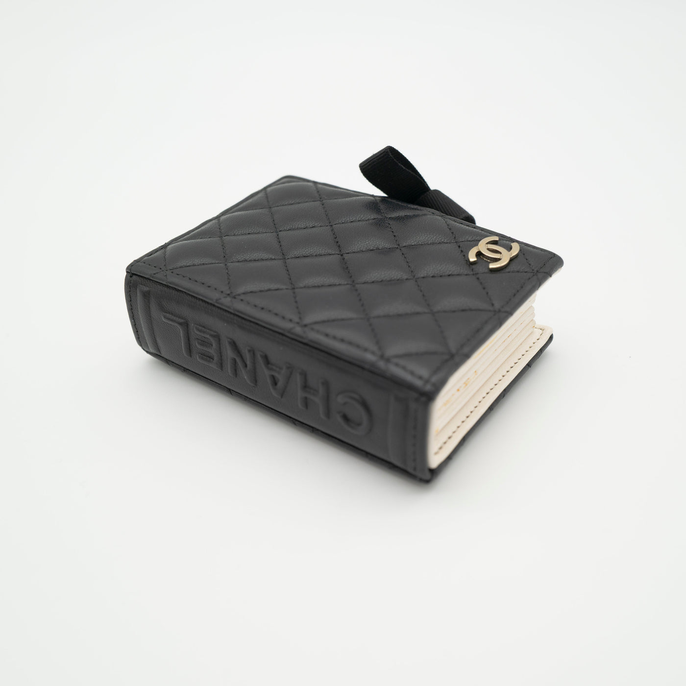 *Rare* CHANEL Limited Edition Dear Diary Mini Book Card Holder Black Lambskin Light Gold Hardware 22B VIP