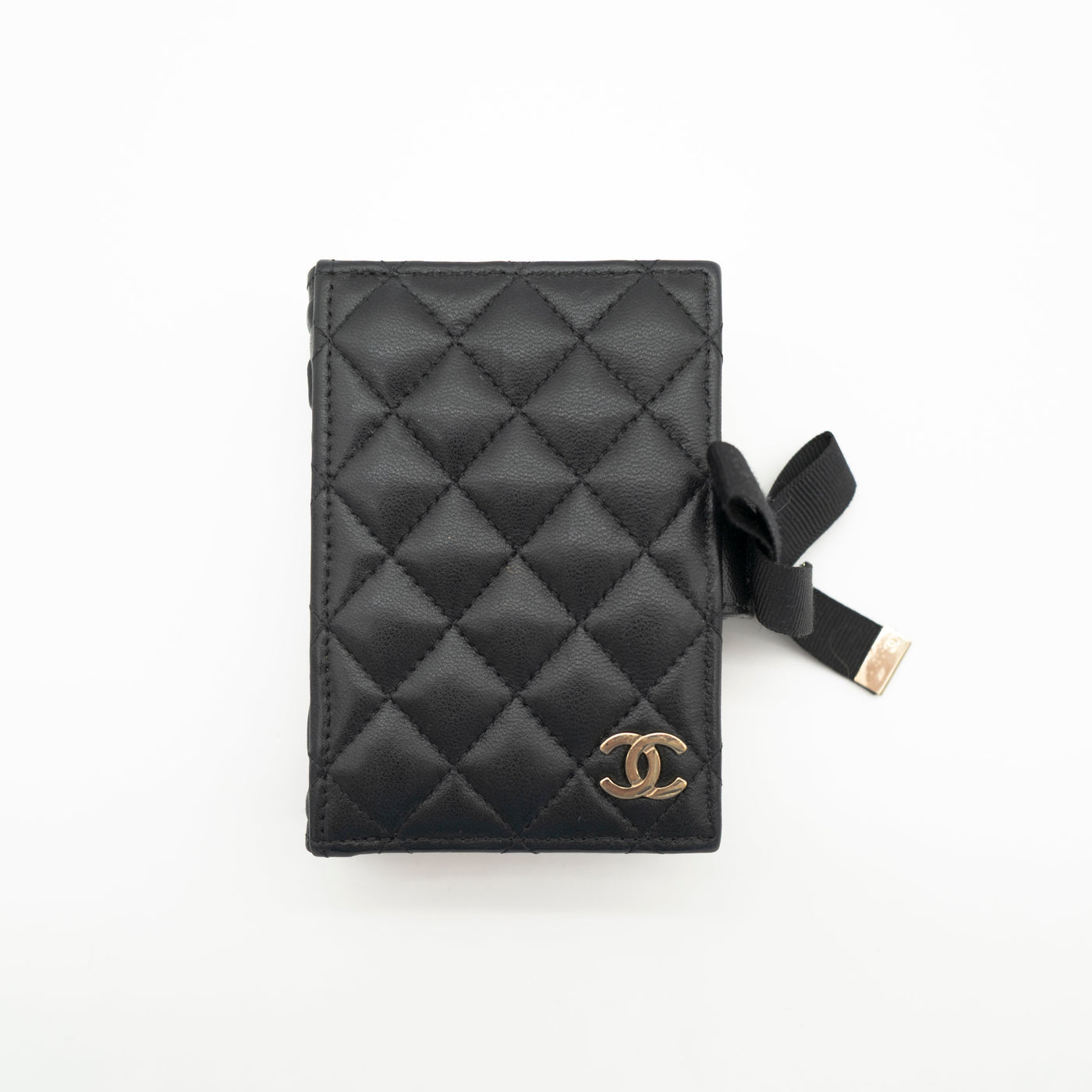 *Rare* CHANEL Limited Edition Dear Diary Mini Book Card Holder Black Lambskin Light Gold Hardware 22B VIP