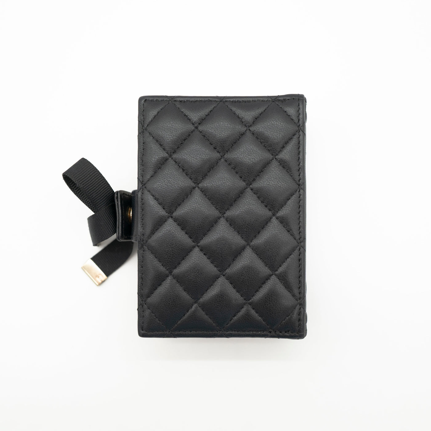 *Rare* CHANEL Limited Edition Dear Diary Mini Book Card Holder Black Lambskin Light Gold Hardware 22B VIP